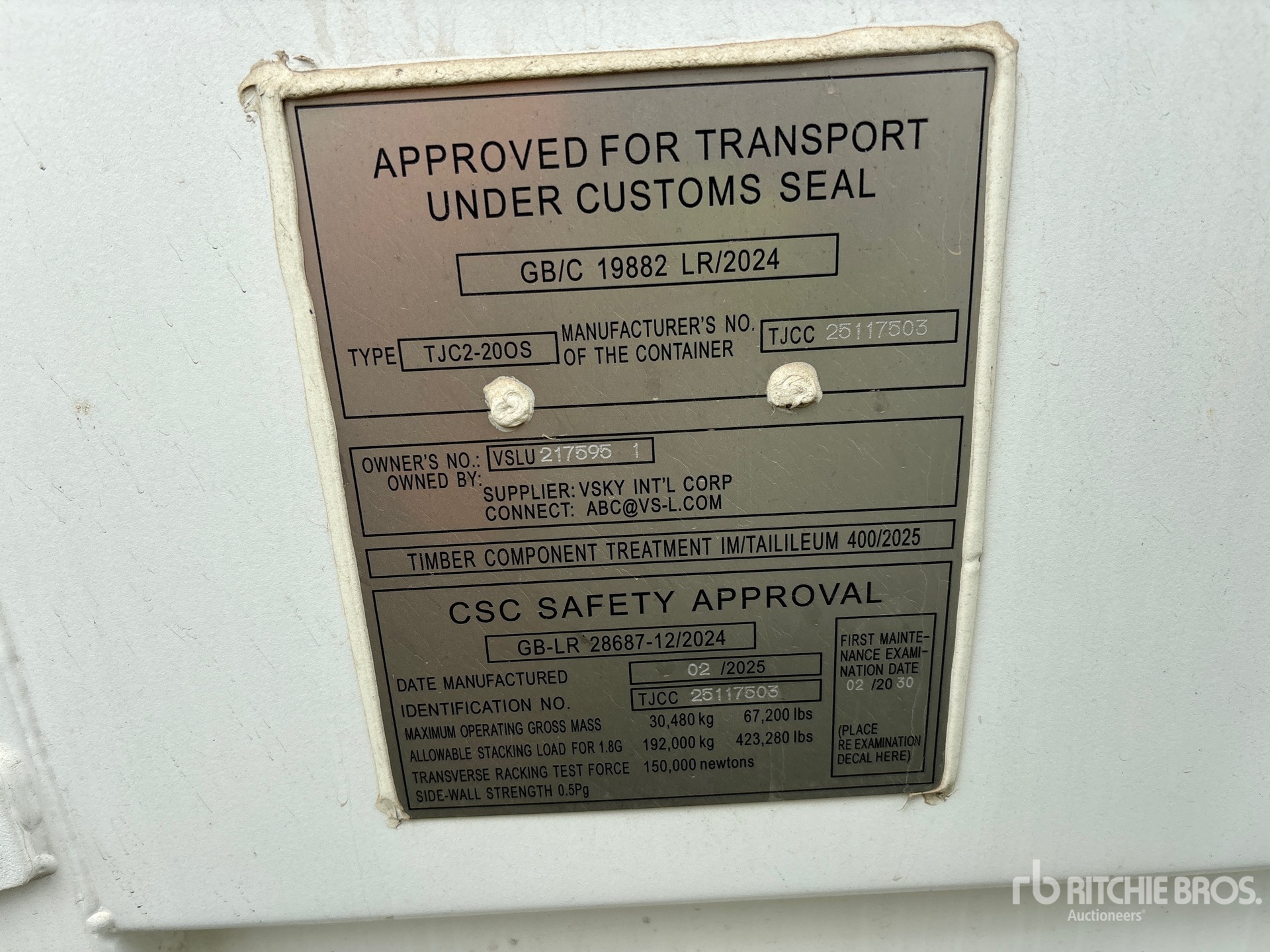 General Appearance with N.º de serie/VIN