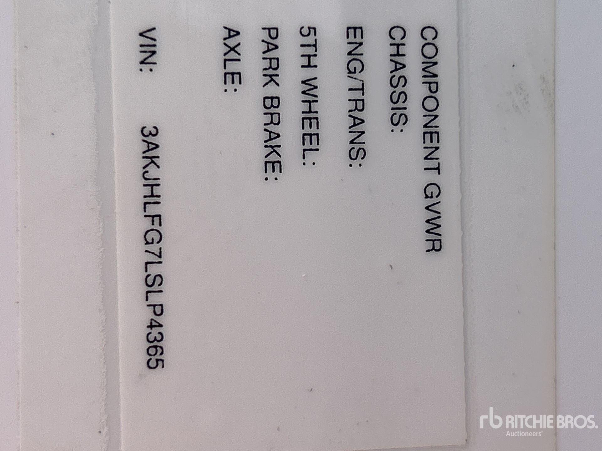 General Appearance with Serial Number / VIN