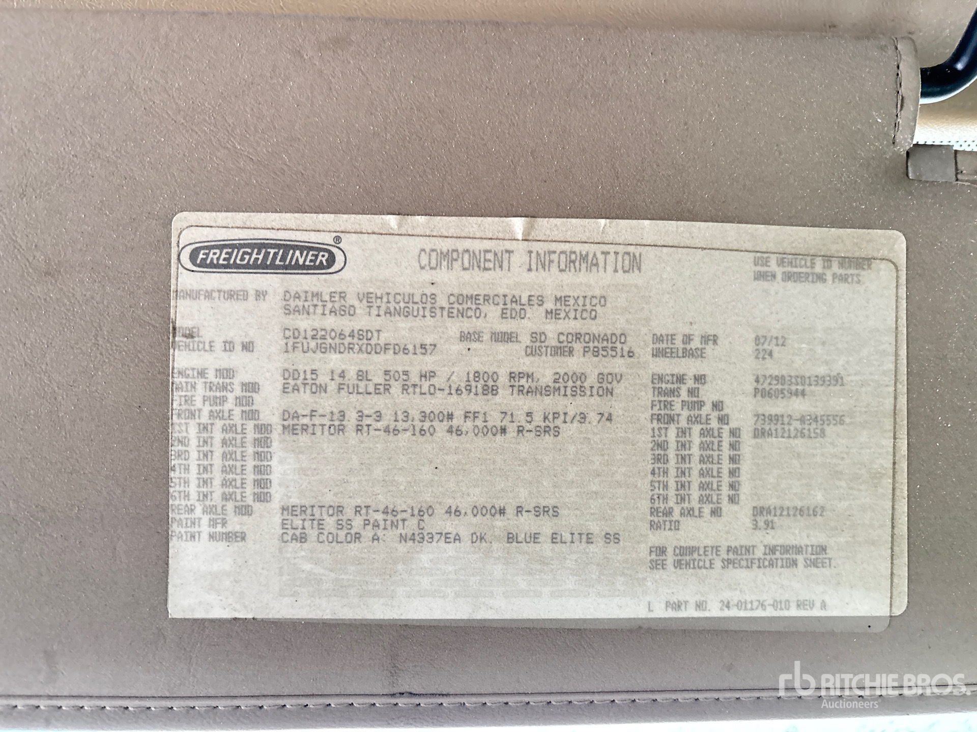 General Appearance with Serial Number / VIN