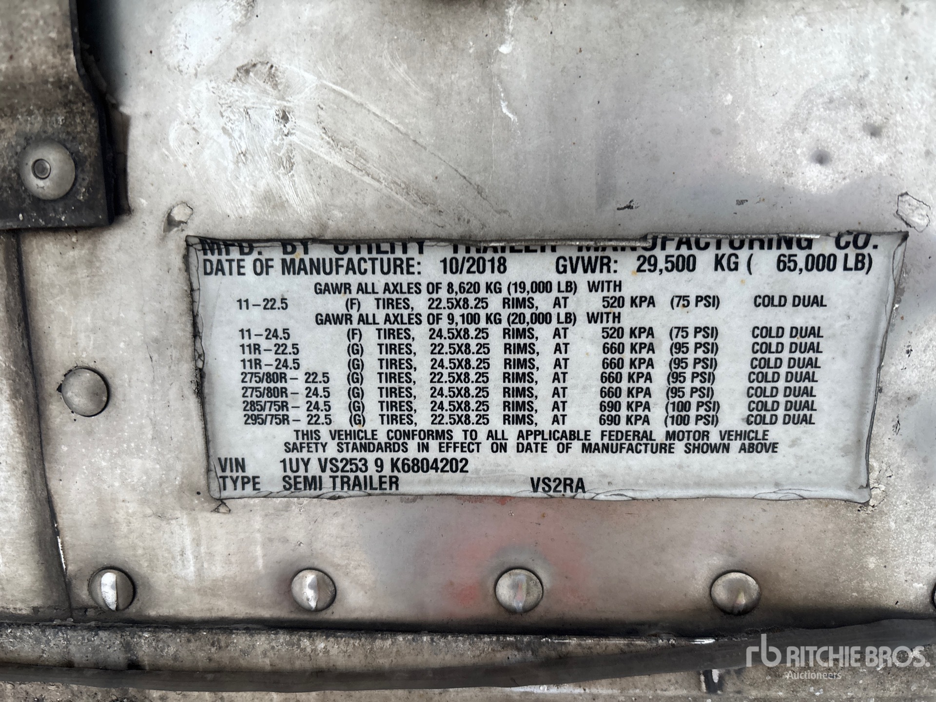 General Appearance with Serial Number / VIN