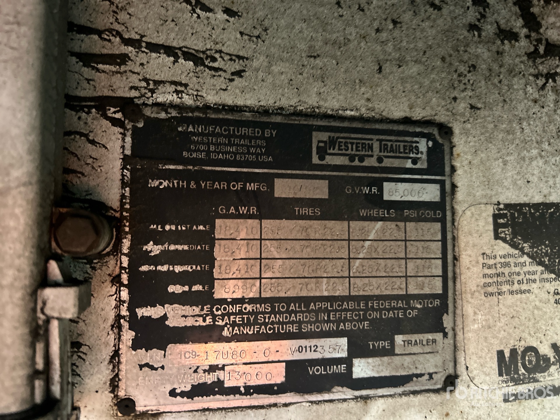 General Appearance with Serial Number / VIN