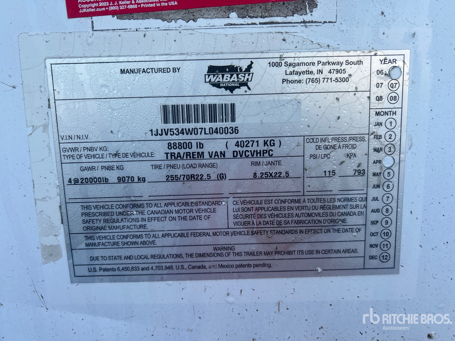 General Appearance with Serial Number / VIN