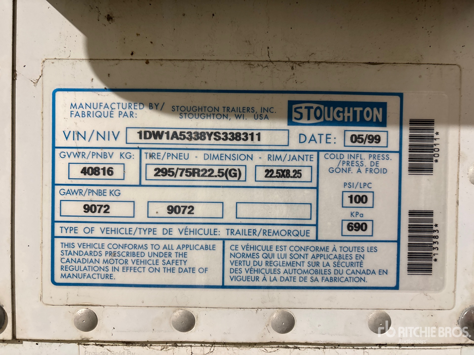 General Appearance with Serial Number / VIN