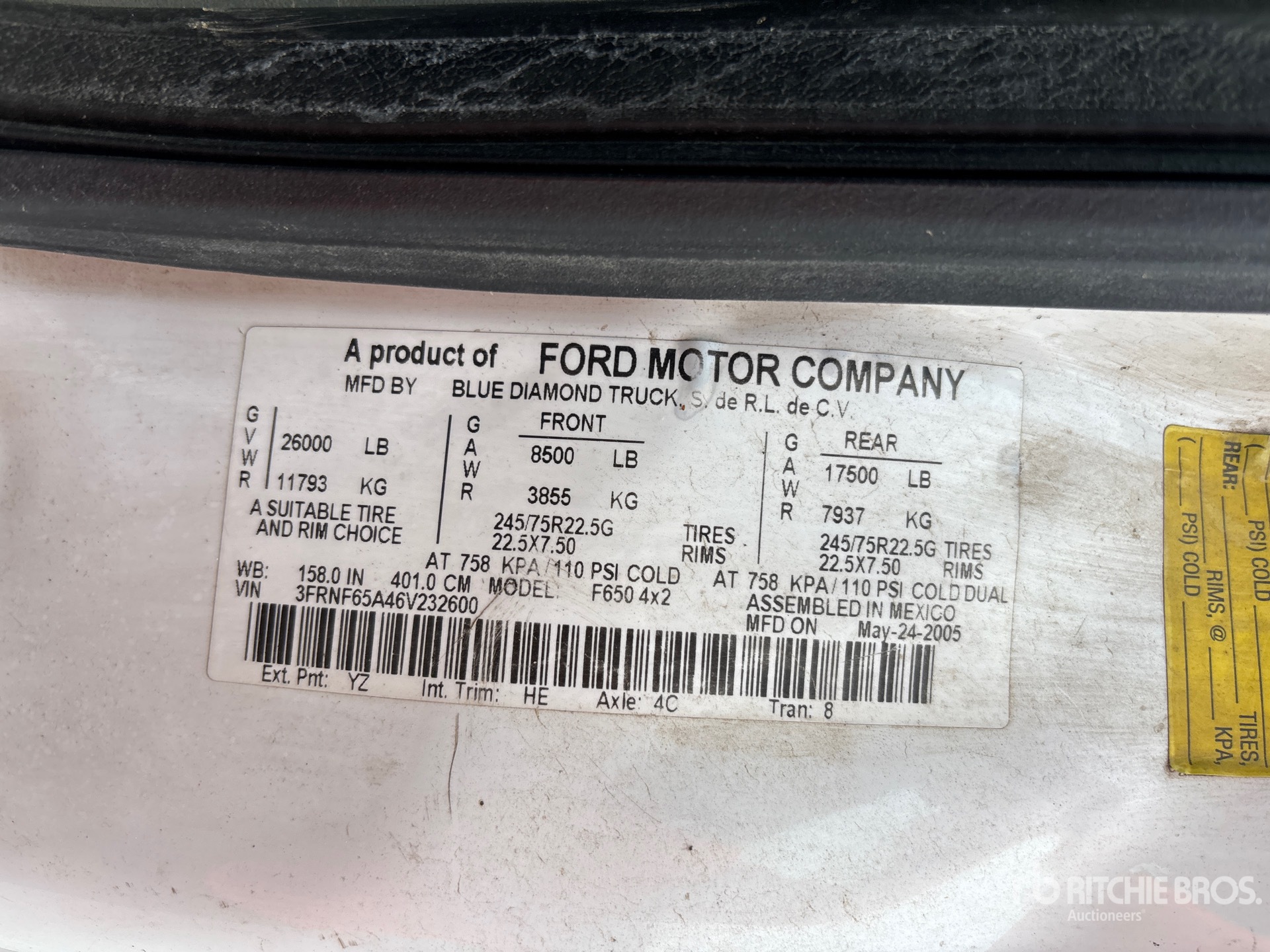 General Appearance with Serial Number / VIN