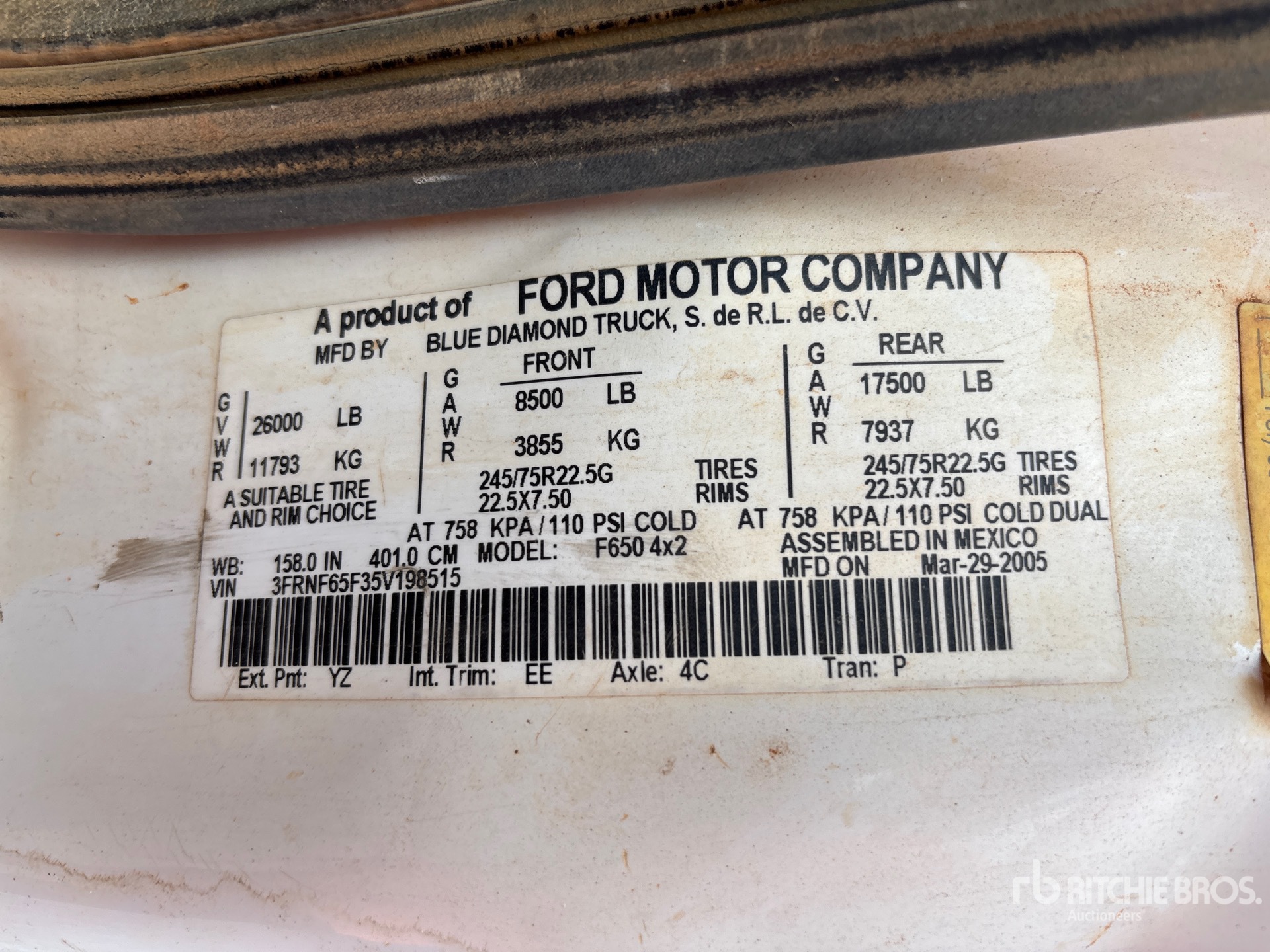 General Appearance with Serial Number / VIN