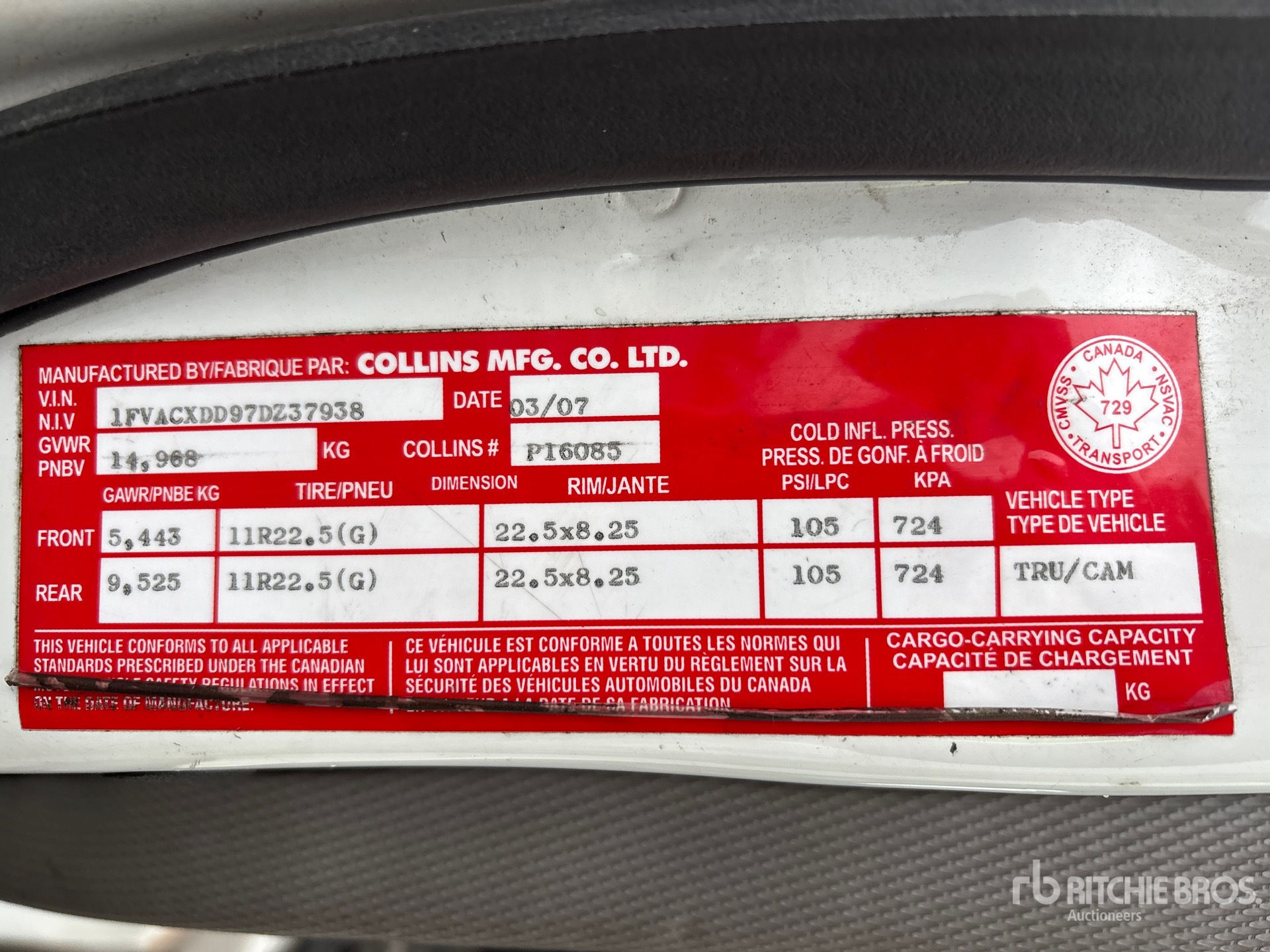 General Appearance with Serial Number / VIN