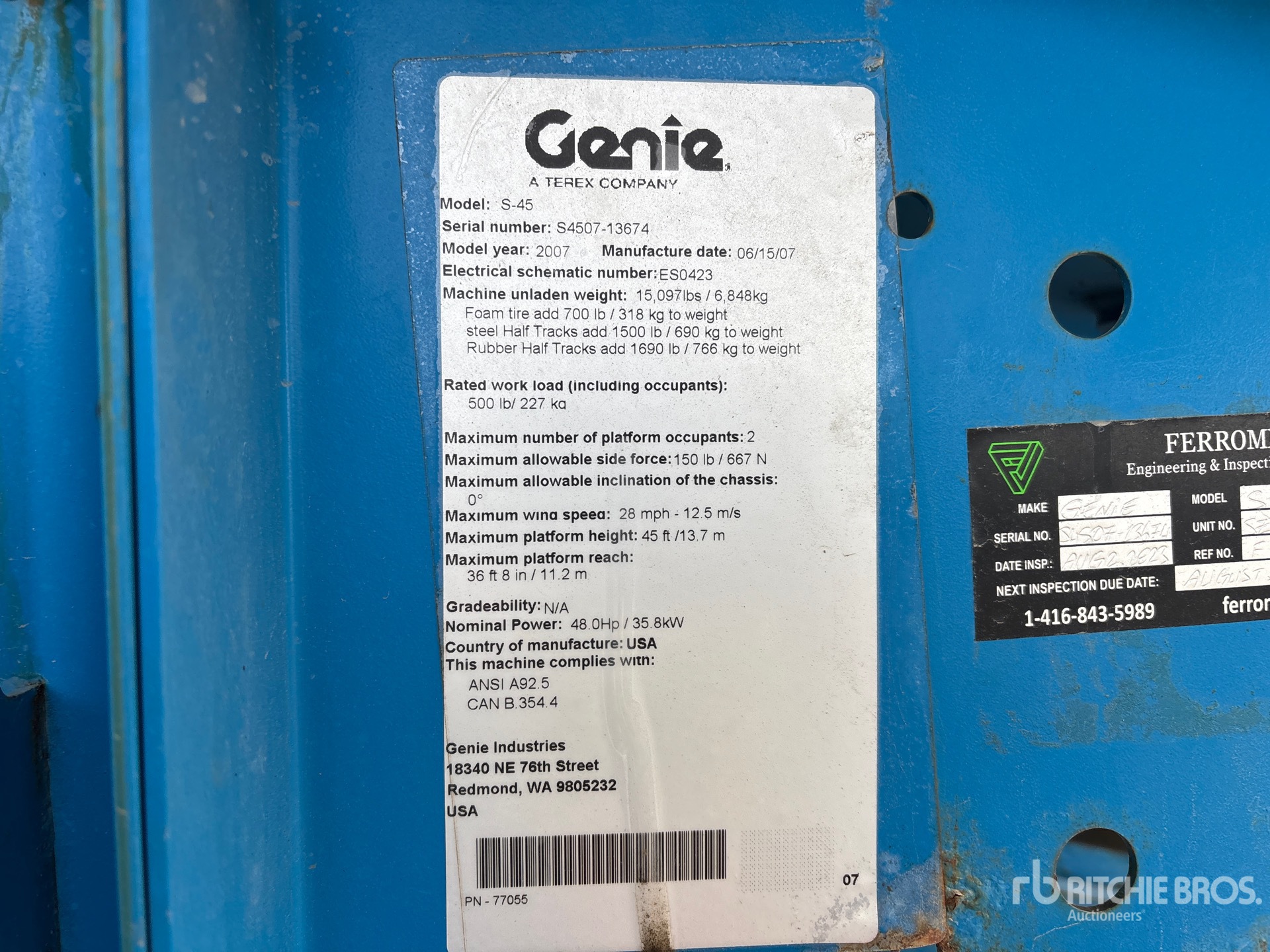 General Appearance with Serial Number / VIN