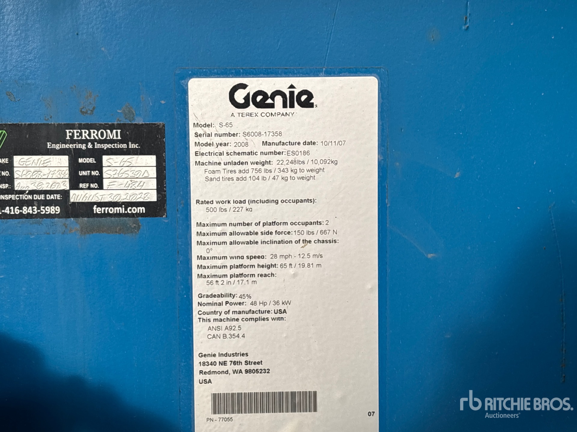 General Appearance with Serial Number / VIN