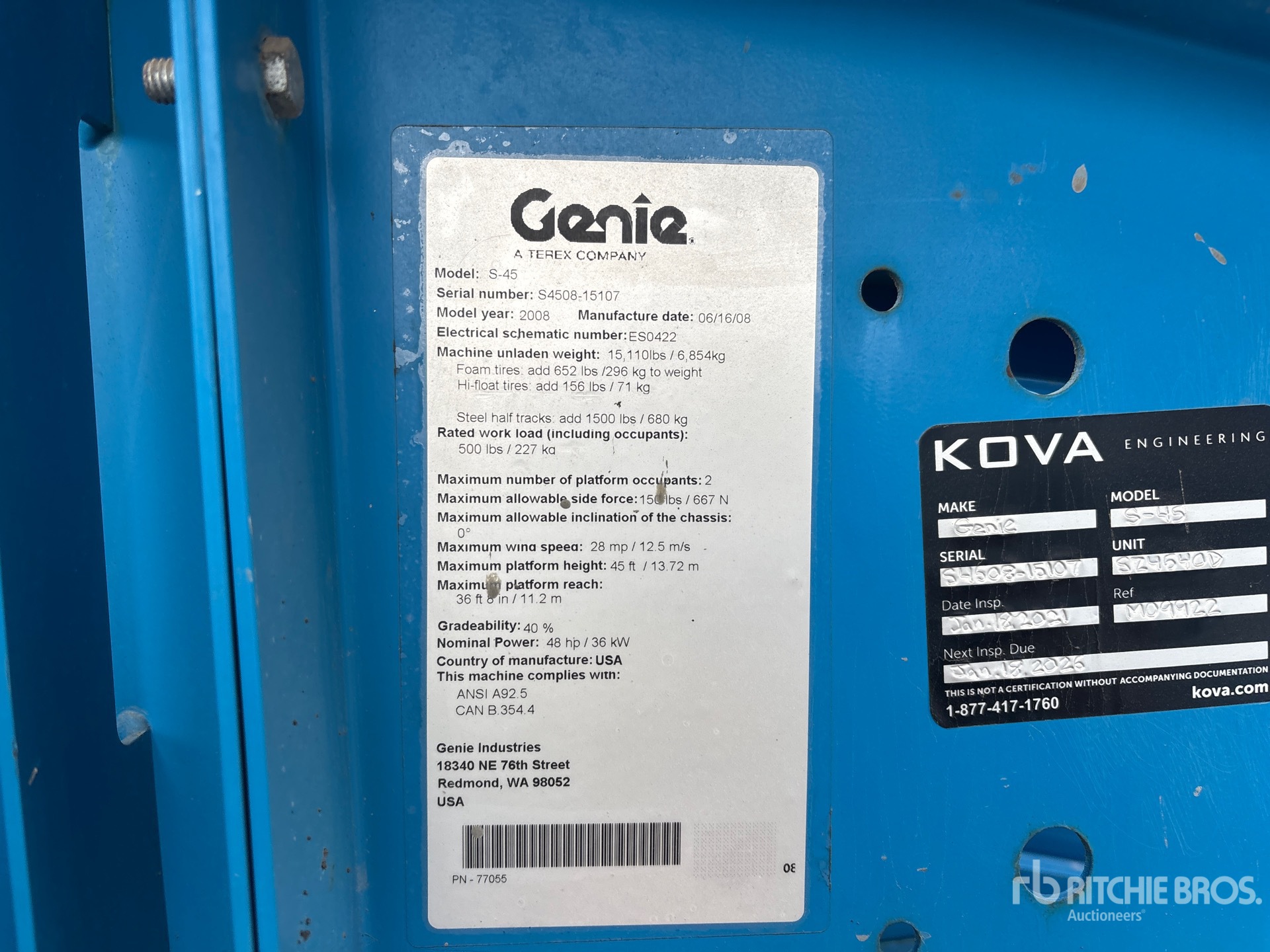 General Appearance with Serial Number / VIN