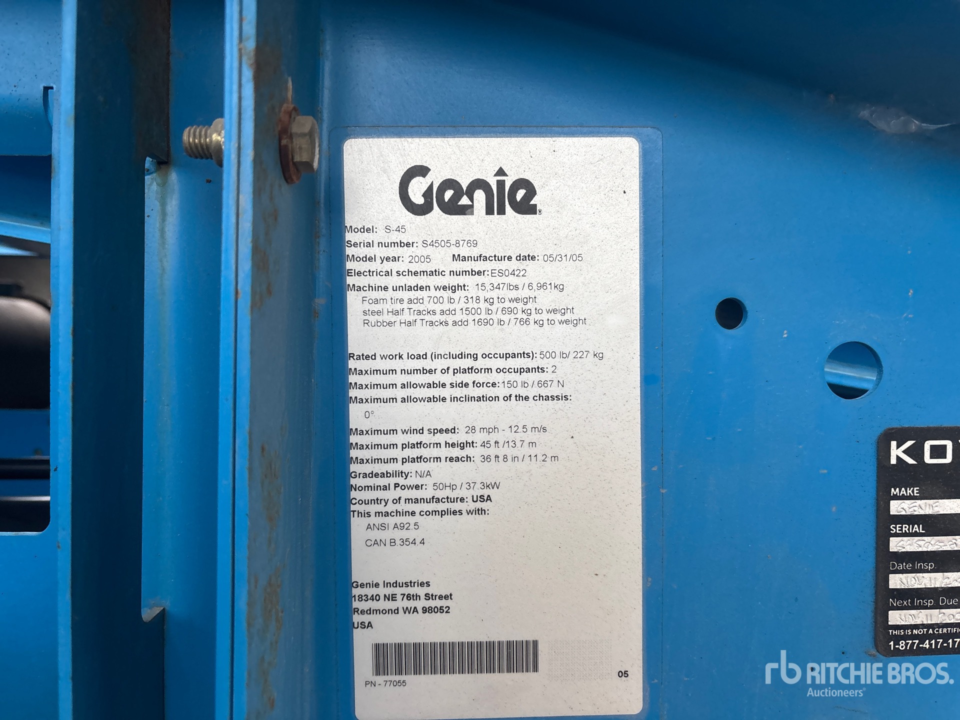 General Appearance with Serial Number / VIN