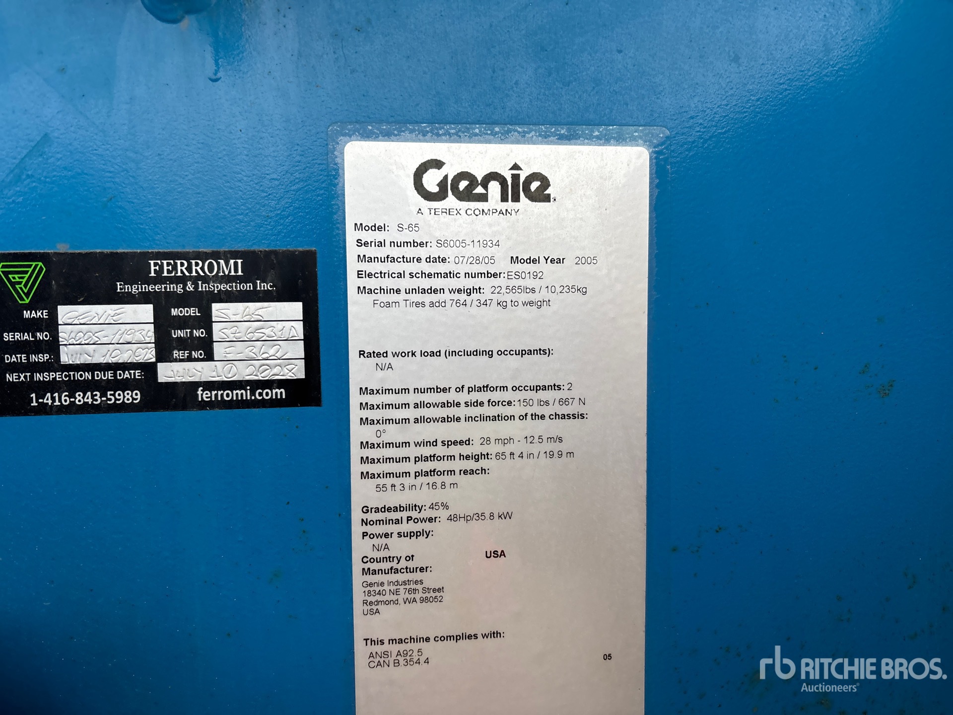 General Appearance with Serial Number / VIN