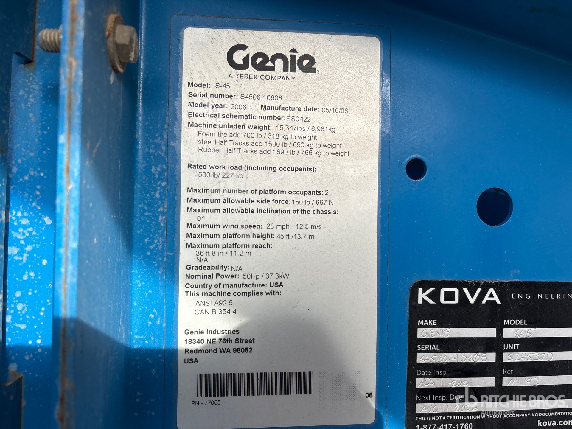 General Appearance with Serial Number / VIN