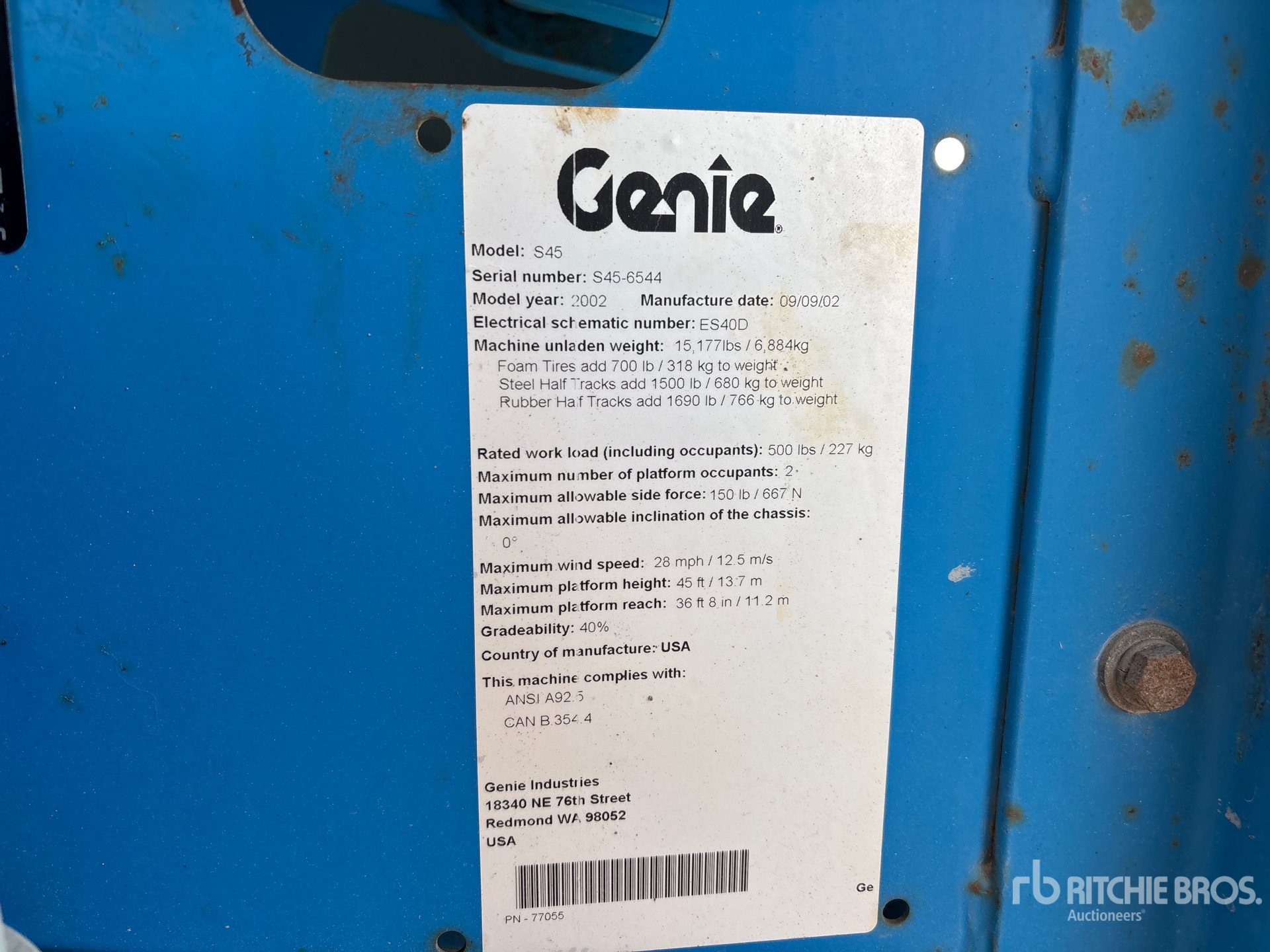 General Appearance with Serial Number / VIN