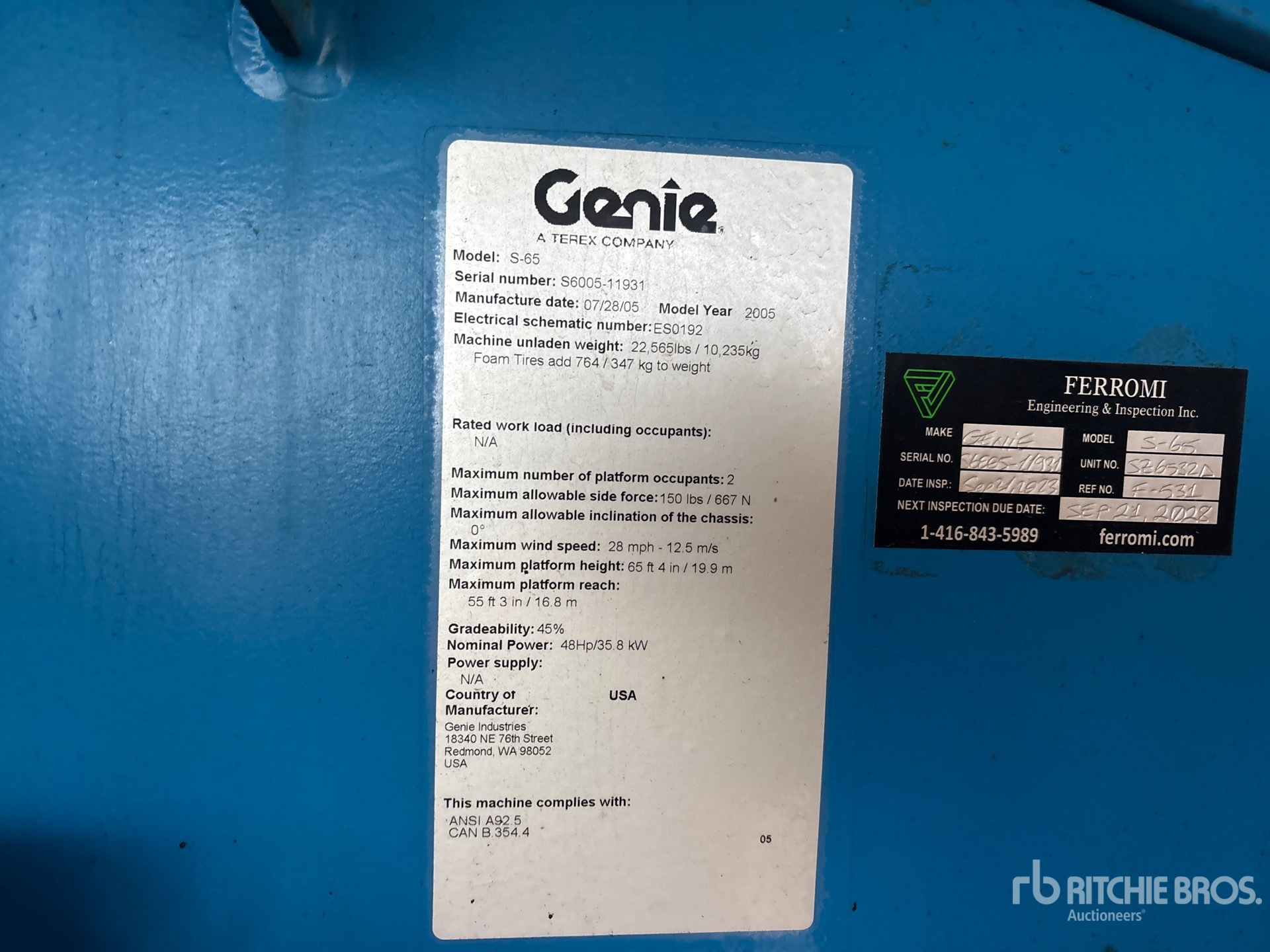 General Appearance with Serial Number / VIN