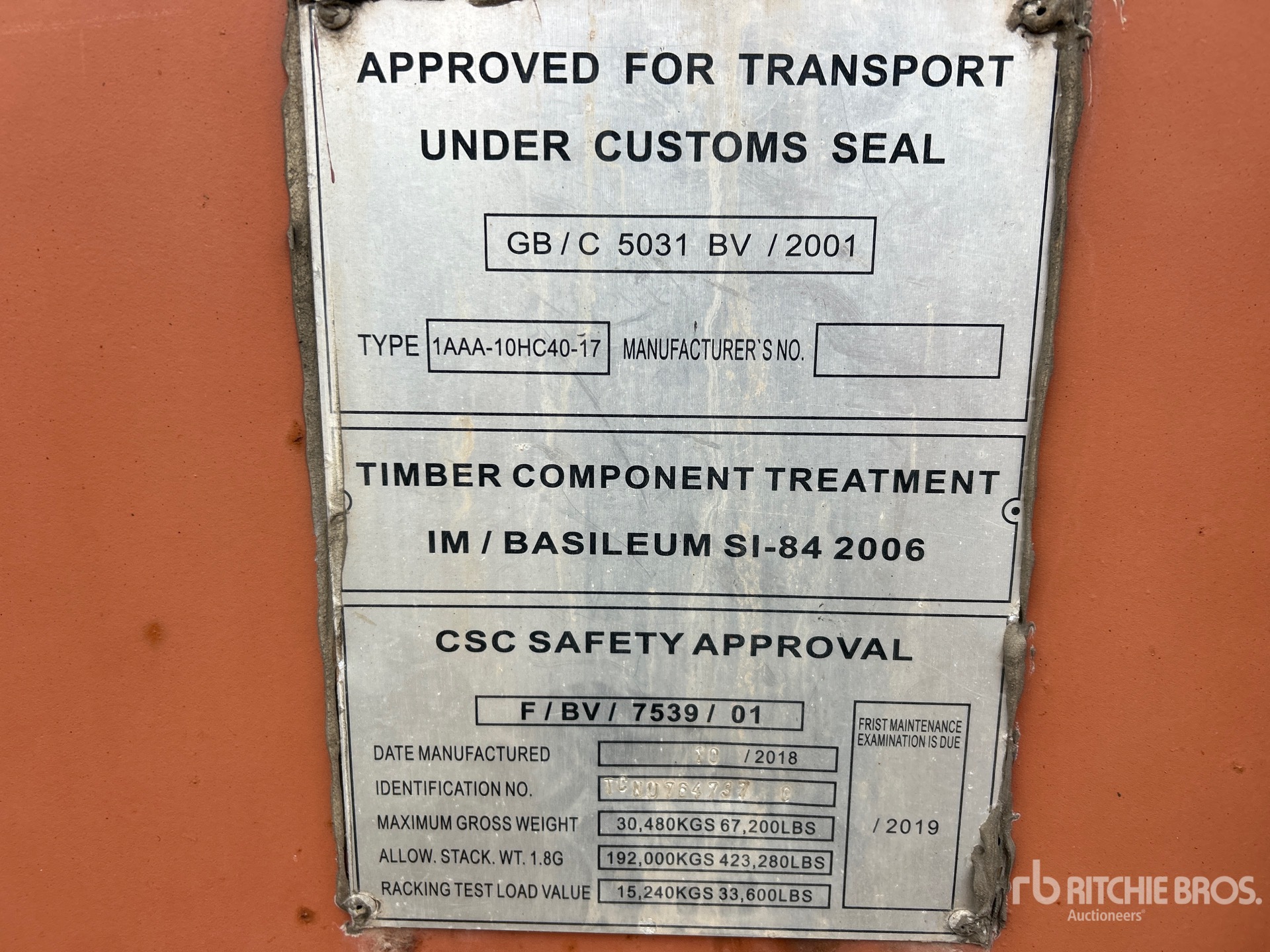 General Appearance with Serial Number / VIN