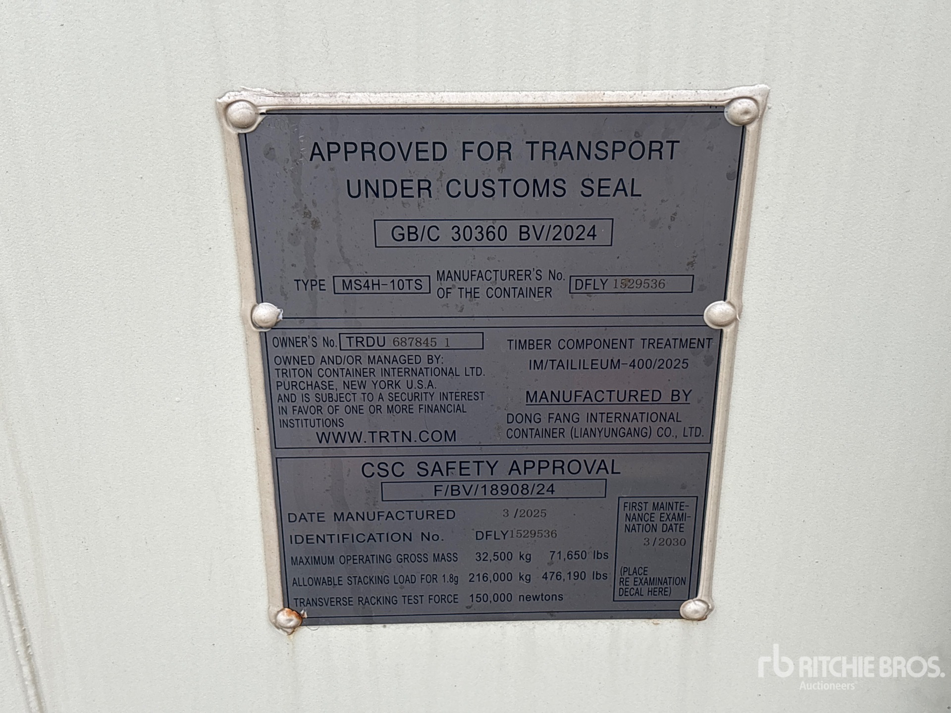 General Appearance with N.º de serie/VIN