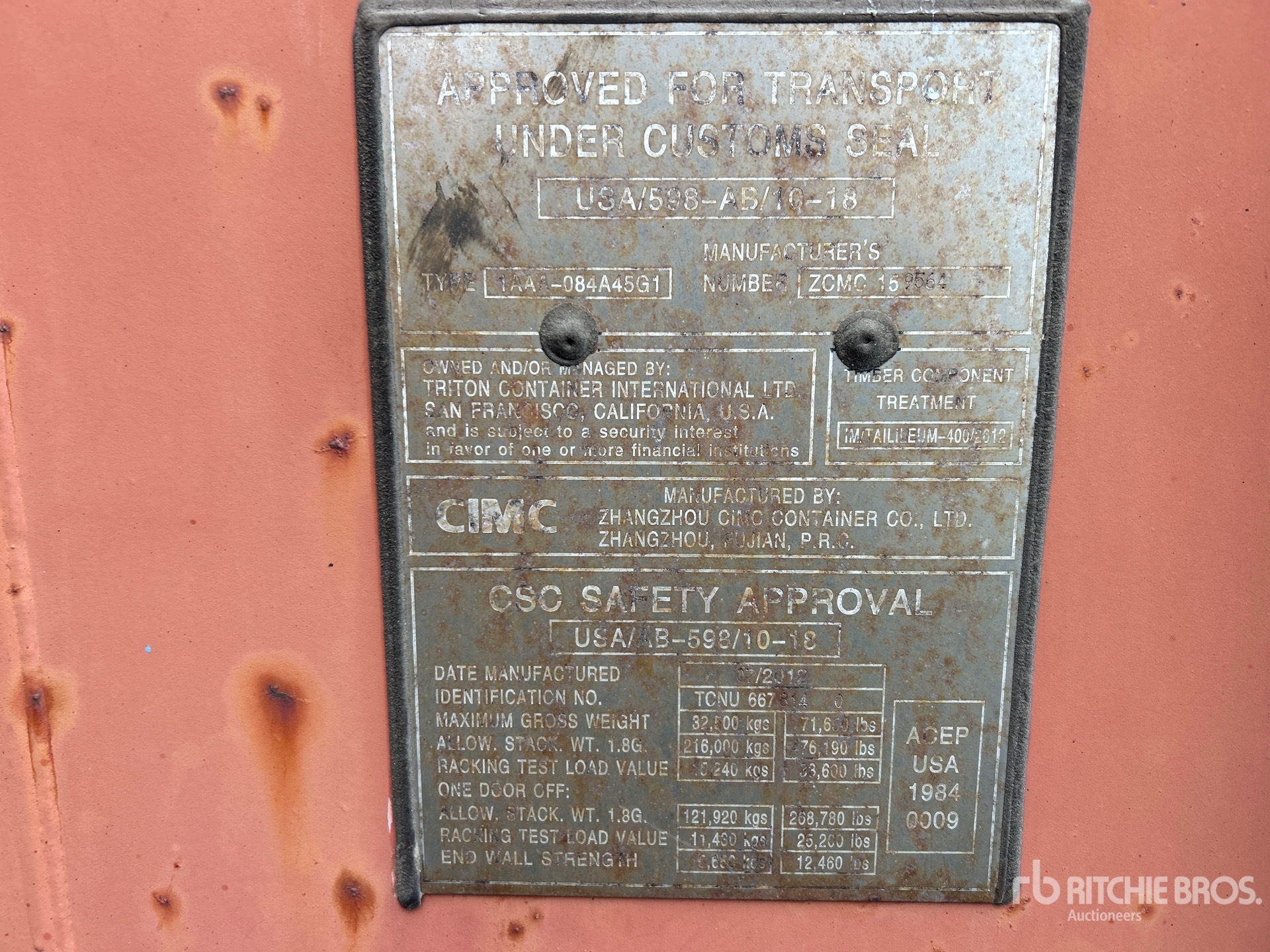 General Appearance with Serial Number / VIN