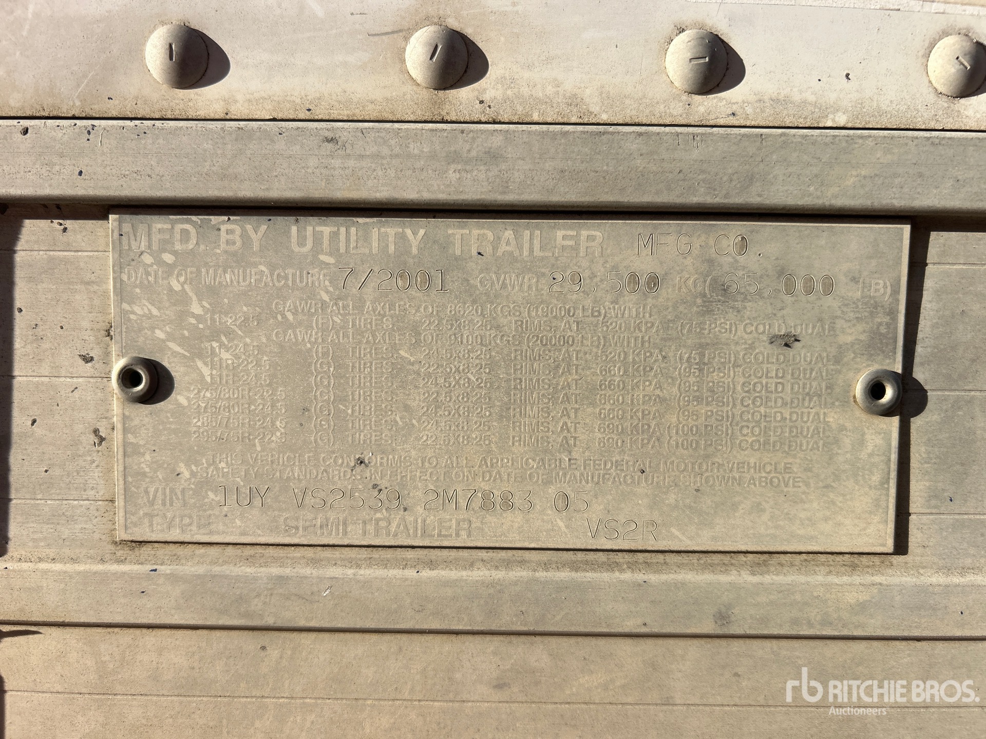 General Appearance with Serial Number / VIN