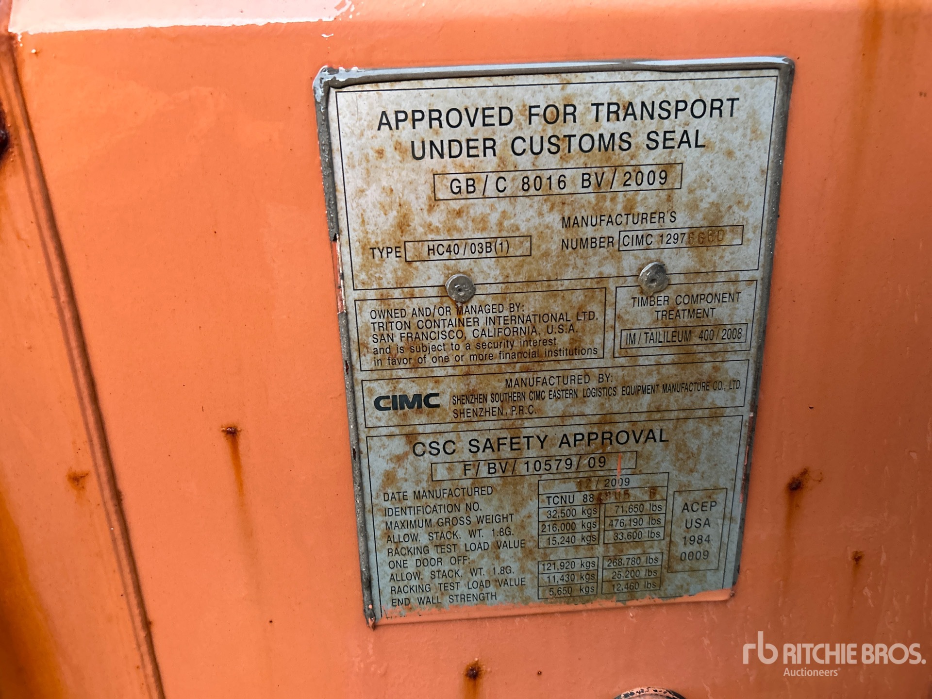 General Appearance with Serial Number / VIN