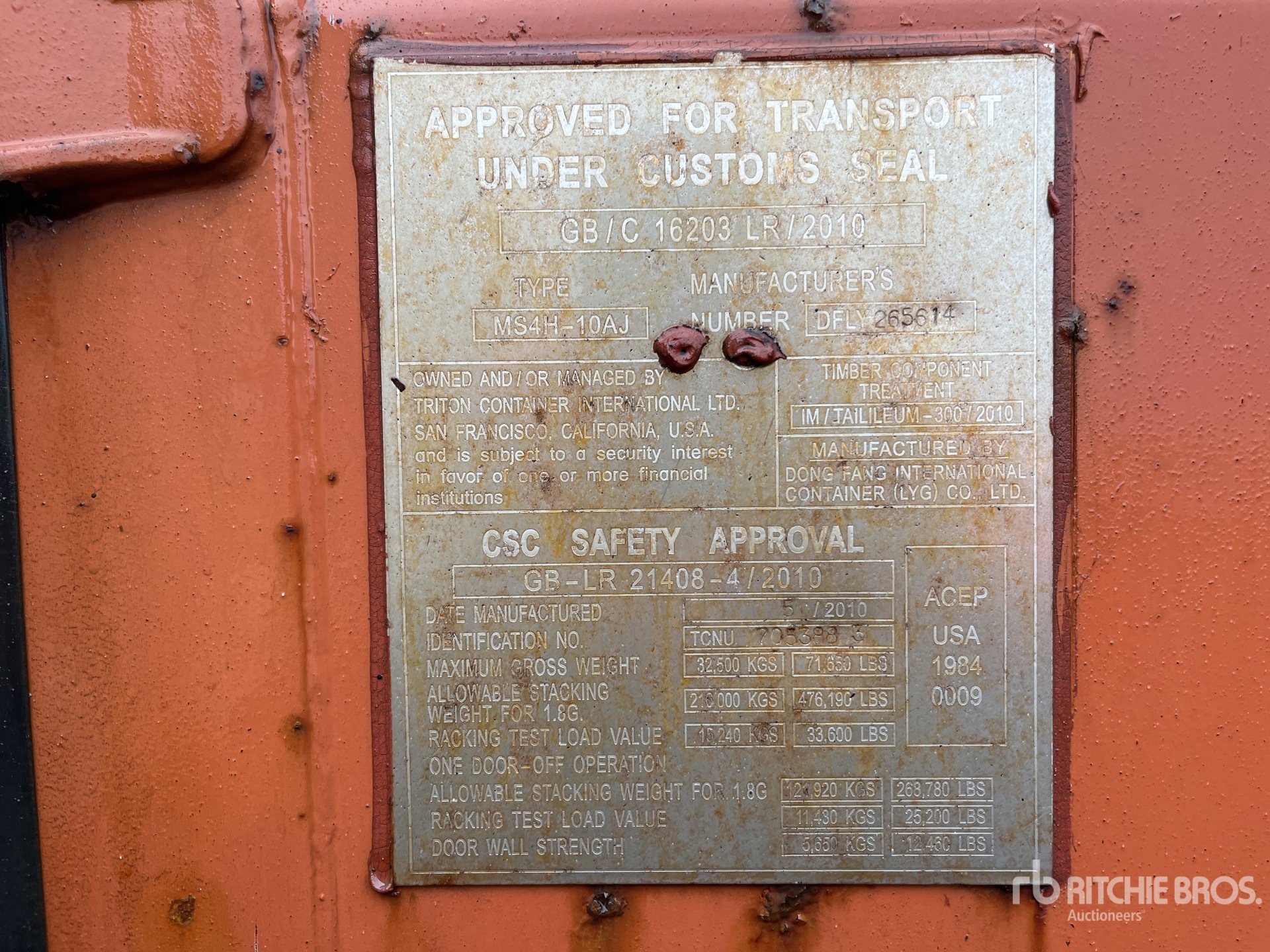 General Appearance with Serial Number / VIN