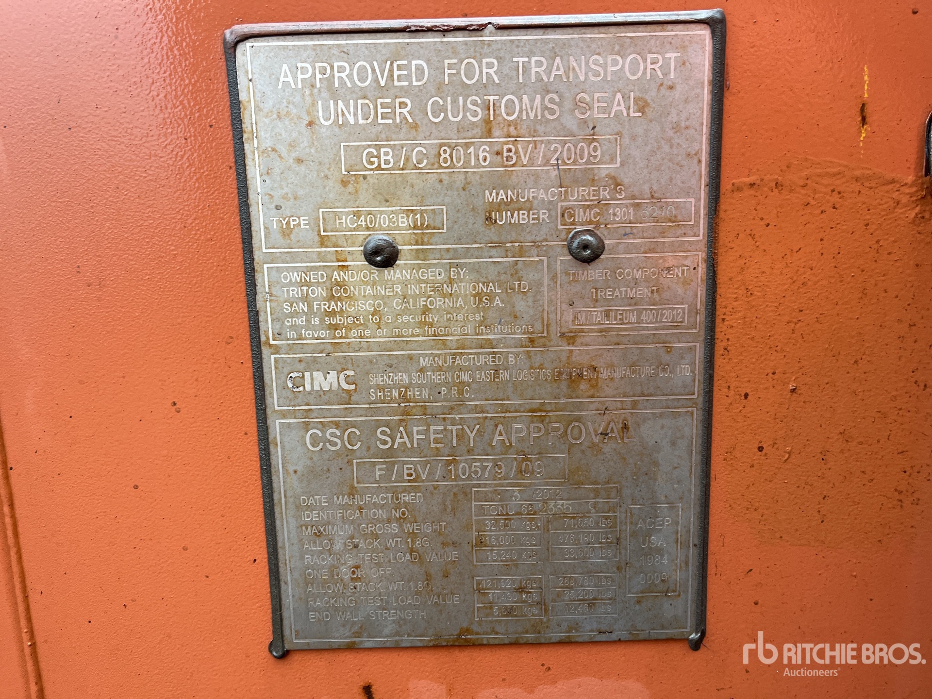 General Appearance with Serial Number / VIN