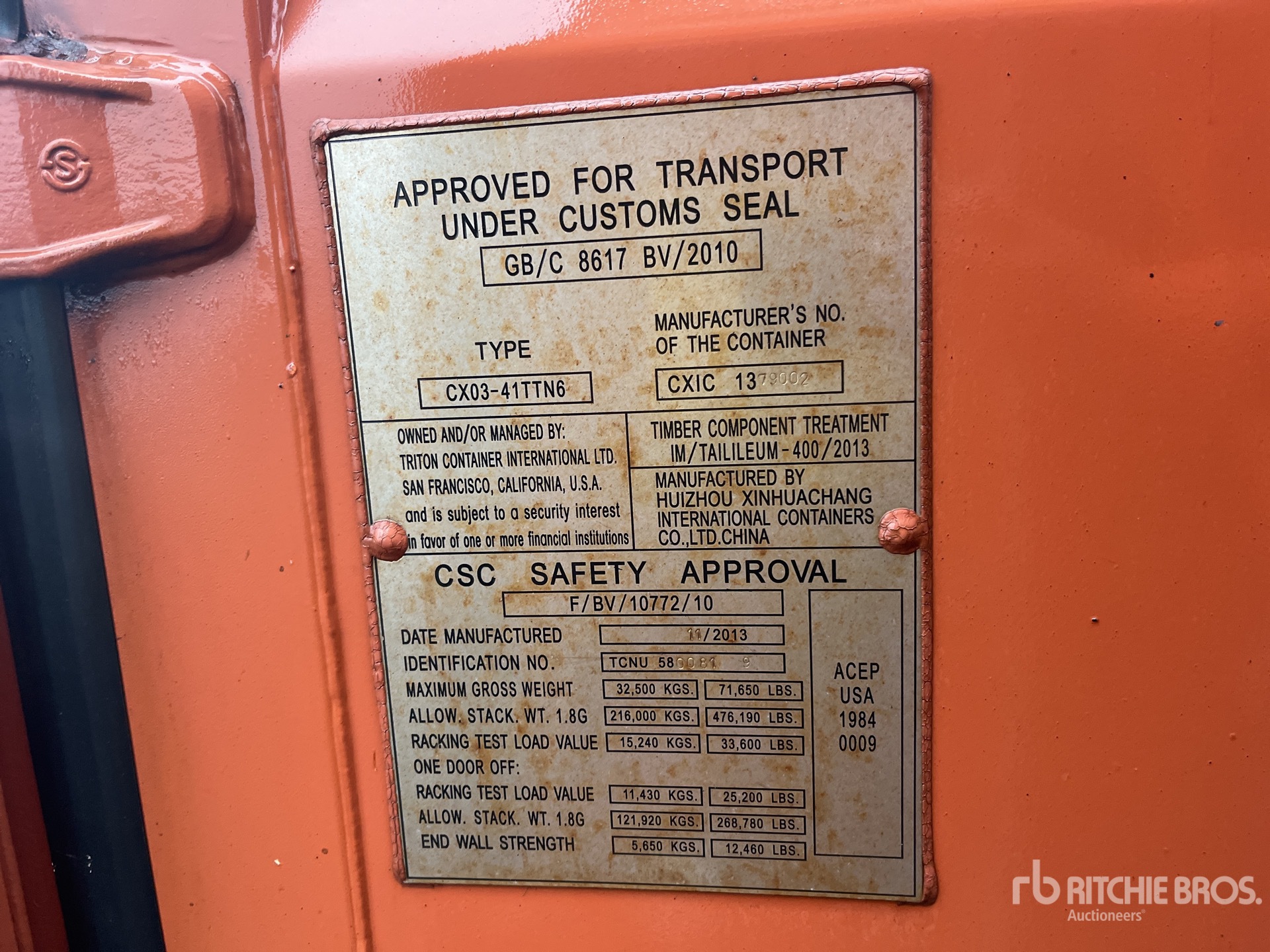 General Appearance with Serial Number / VIN