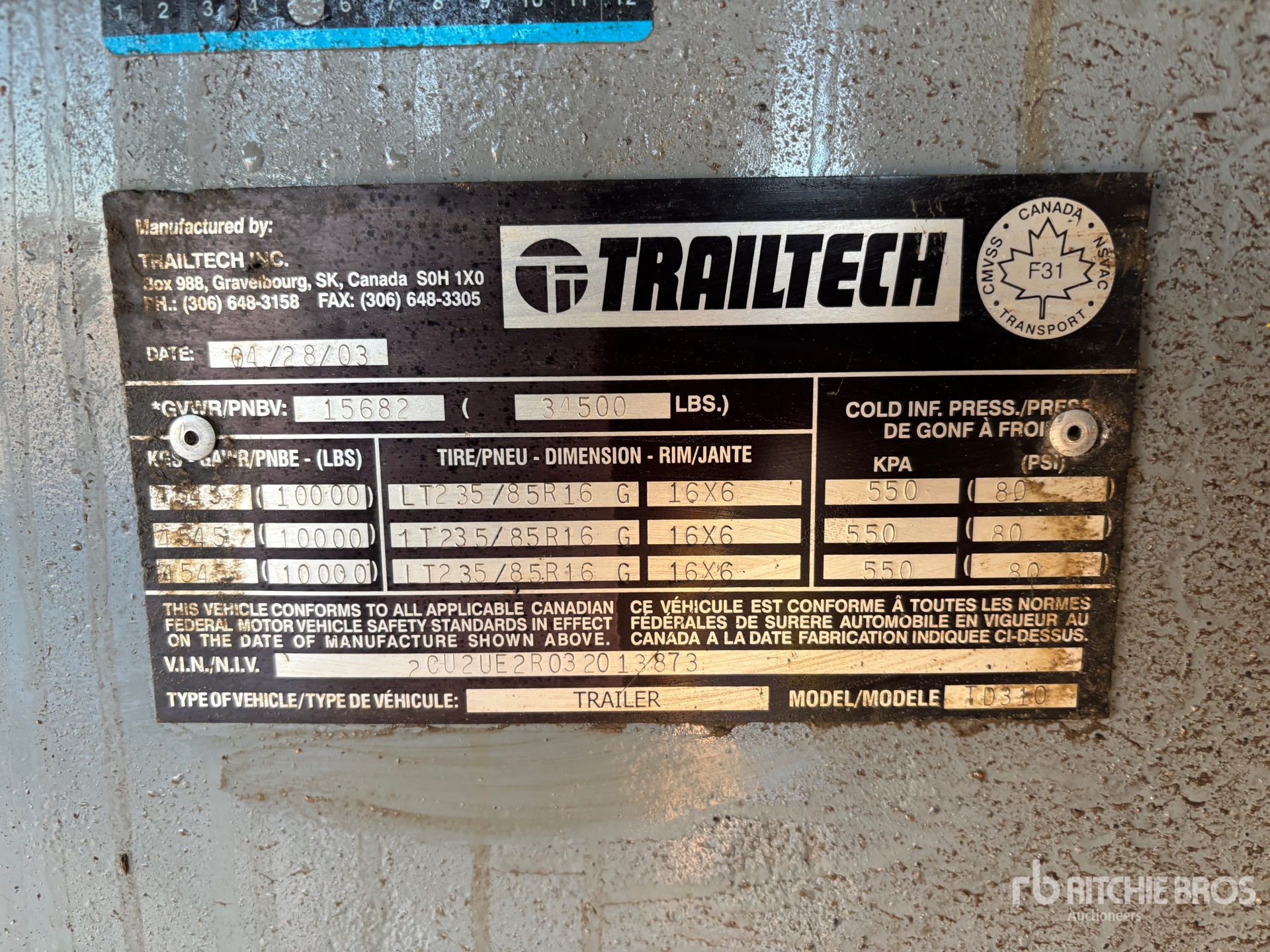 General Appearance with Serial Number / VIN