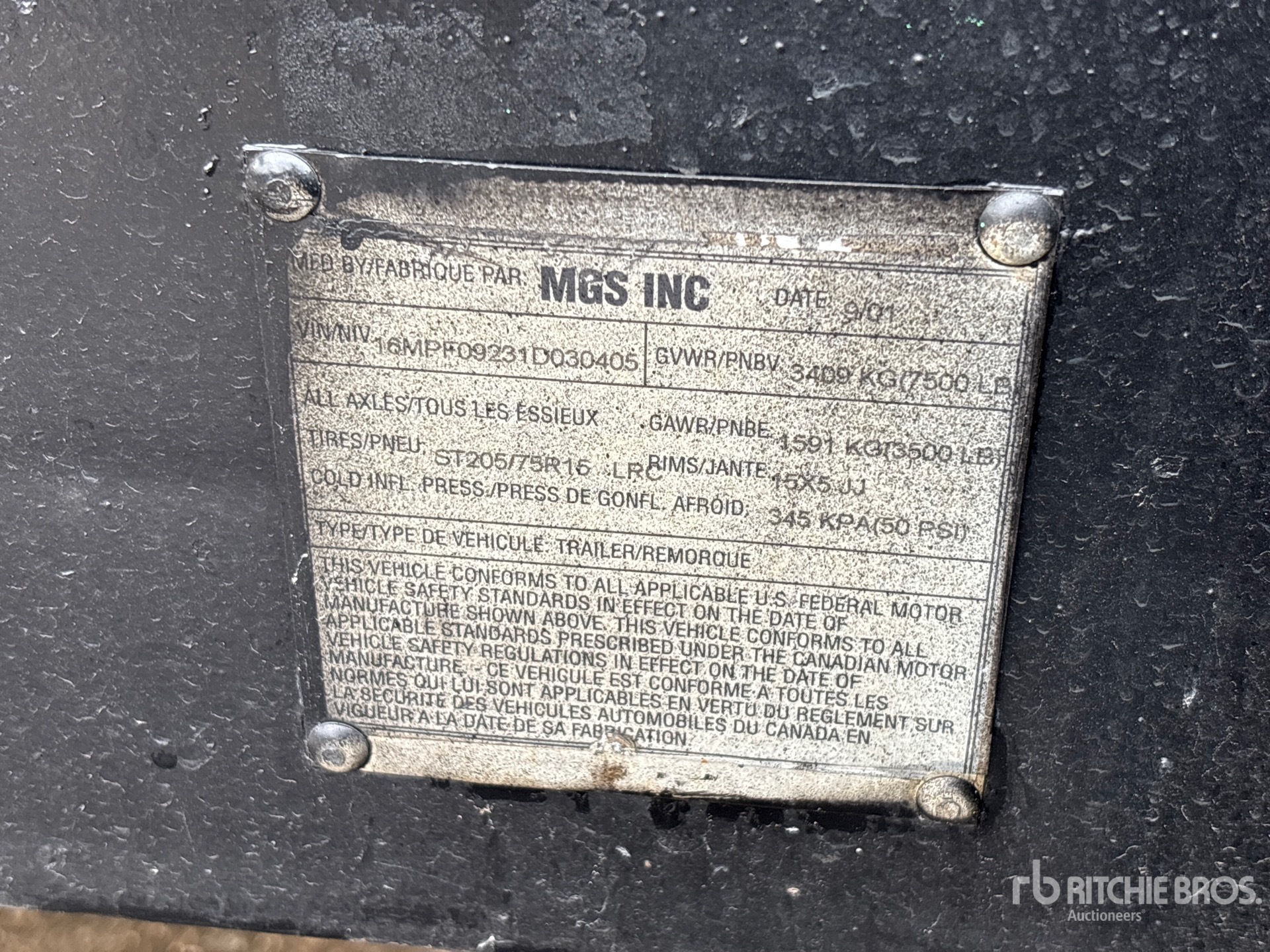 General Appearance with Serial Number / VIN