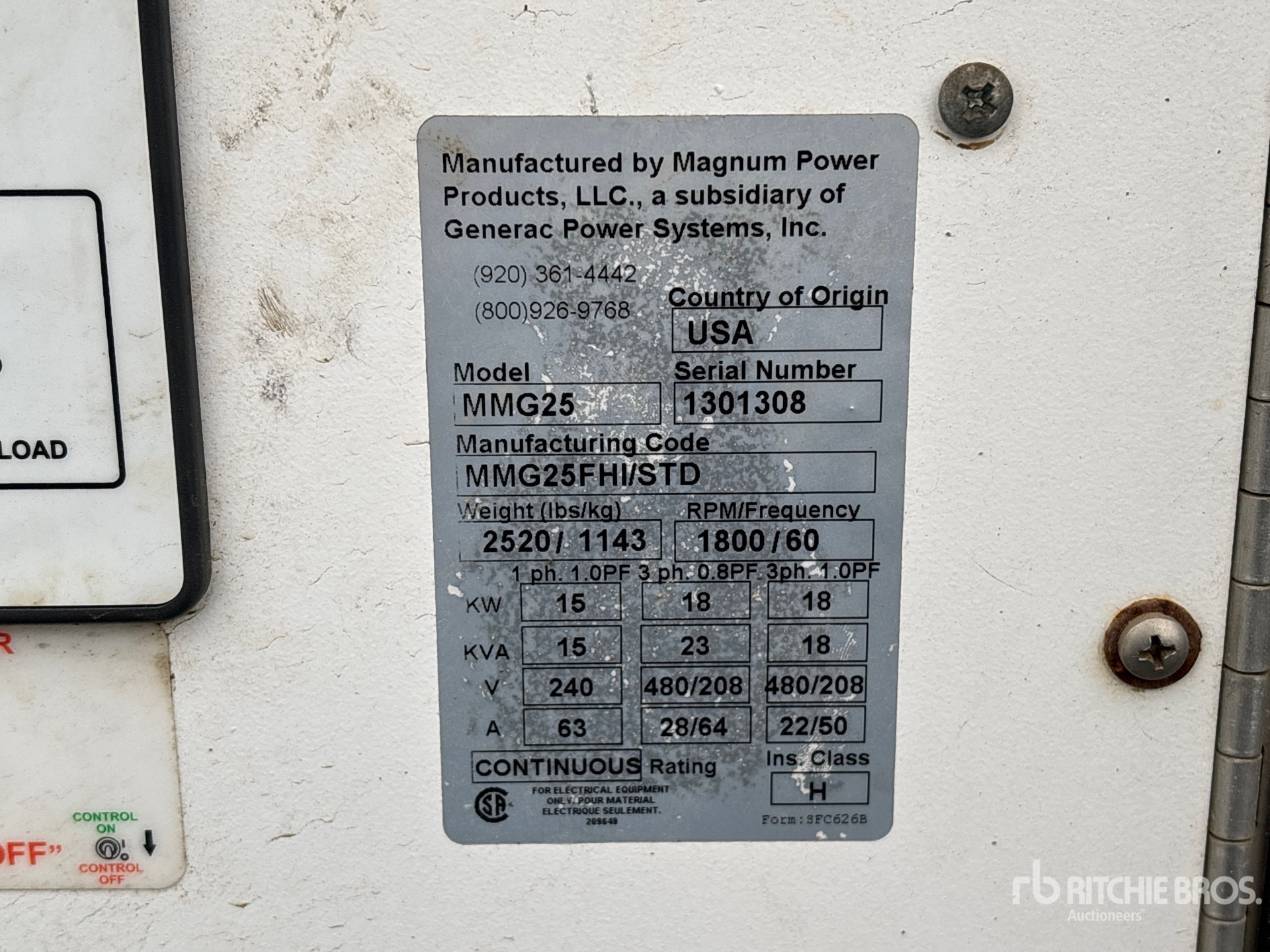 General Appearance with Unit Serial Number