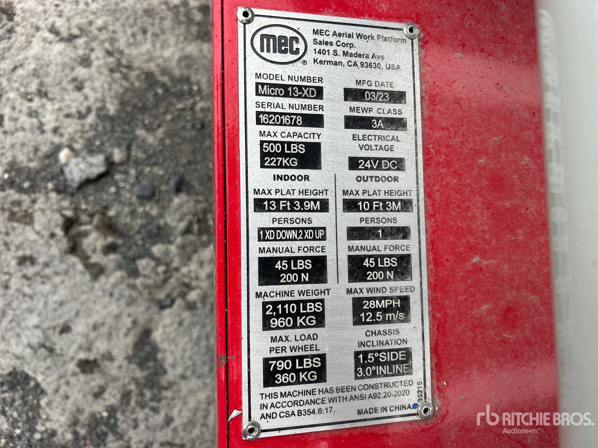 General Appearance with Serial Number / VIN