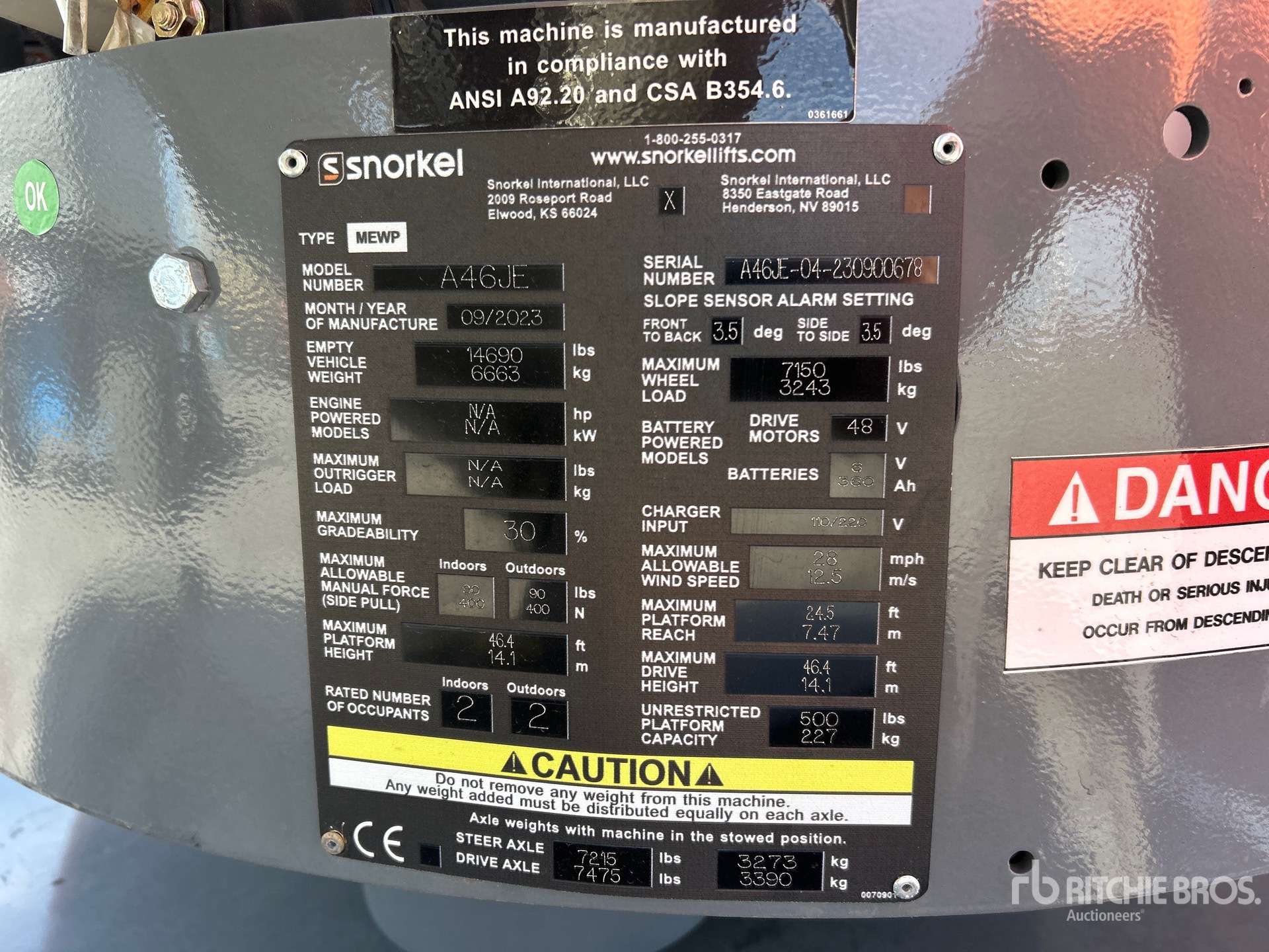 General Appearance with Serial Number / VIN