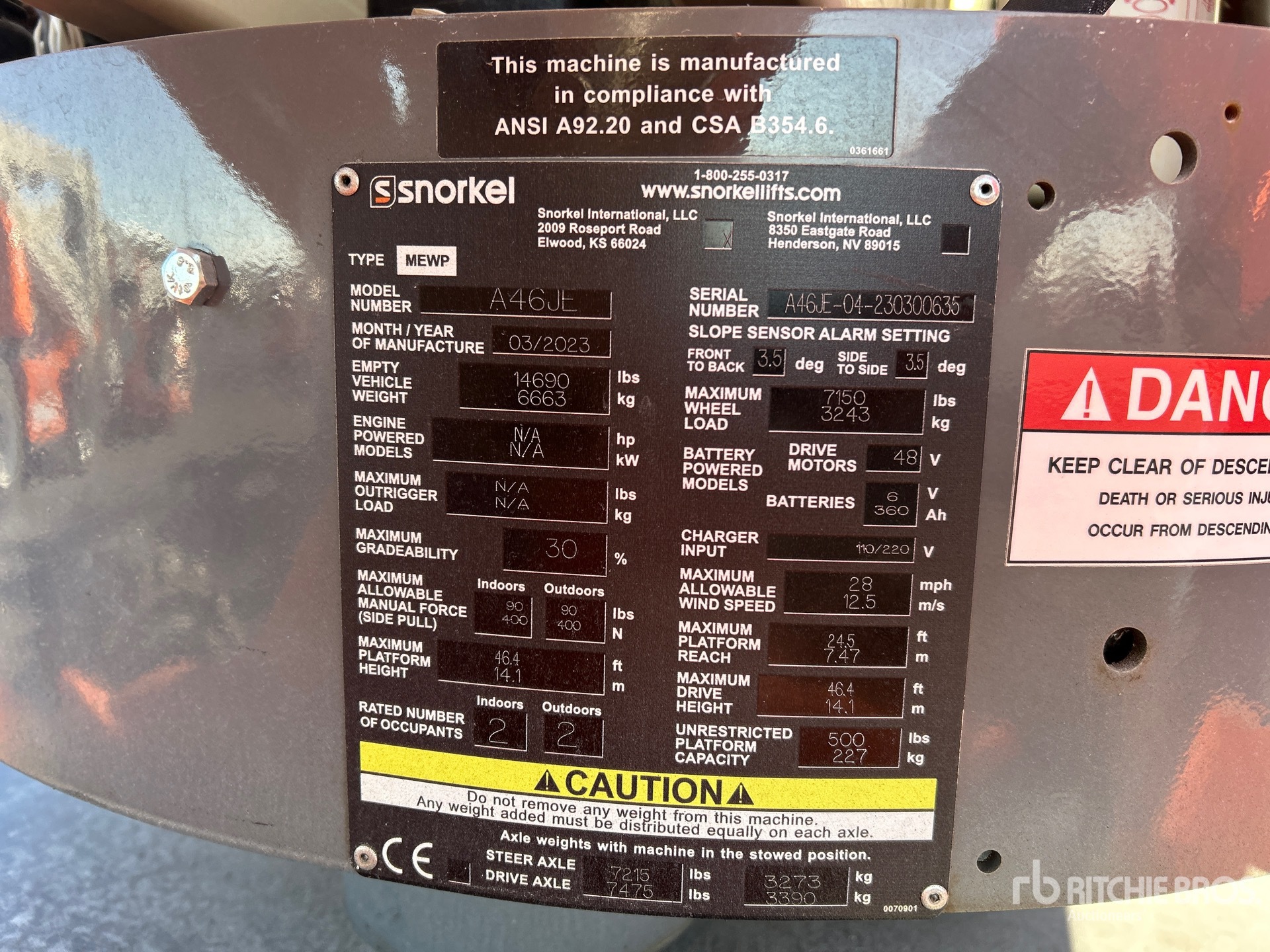 General Appearance with Serial Number / VIN