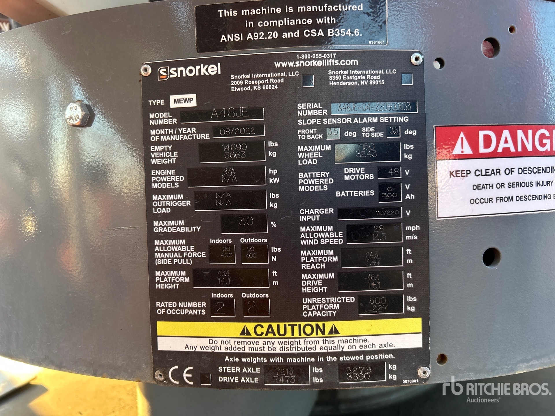 General Appearance with Serial Number / VIN