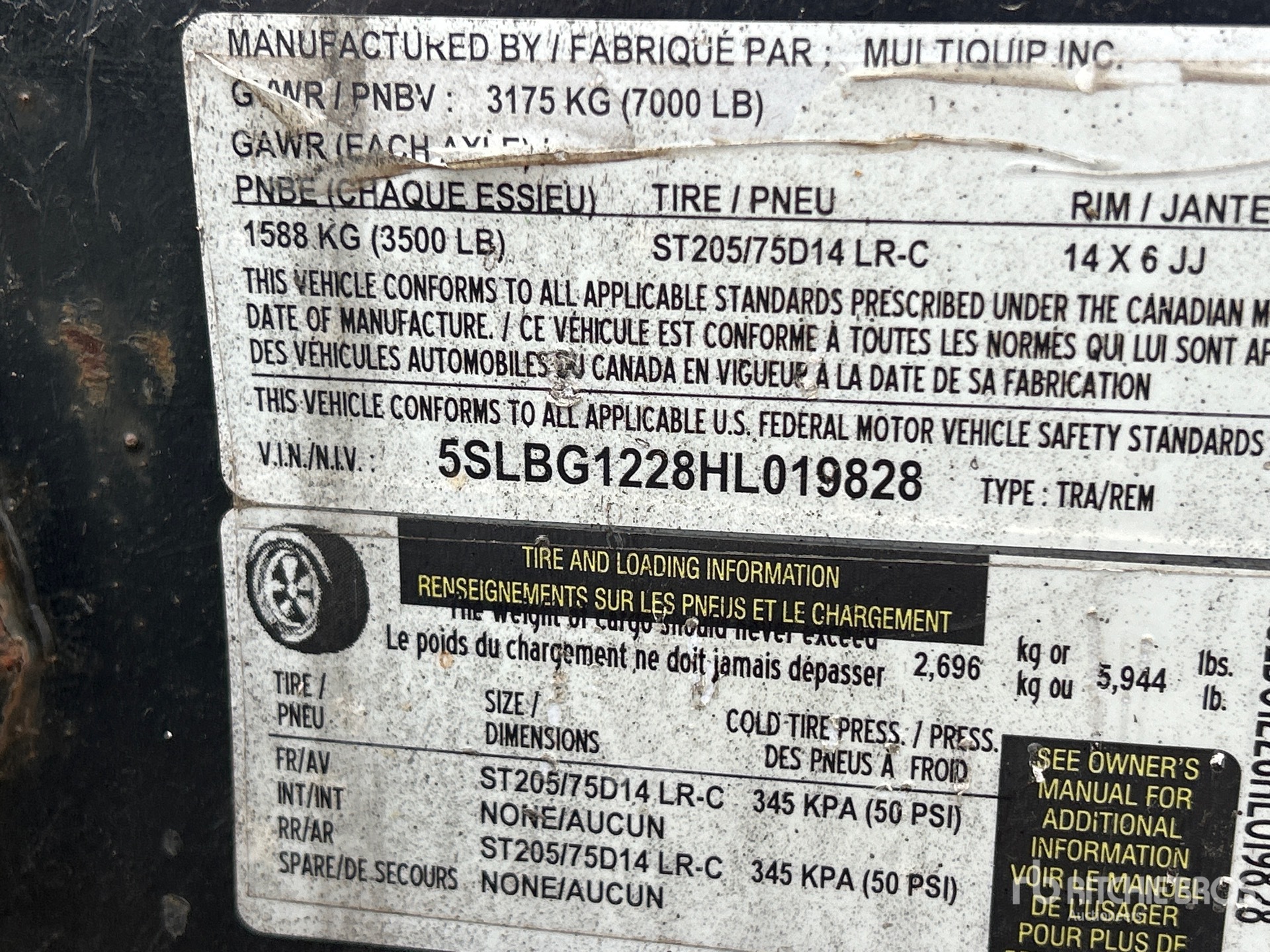 General Appearance with Serial Number / VIN