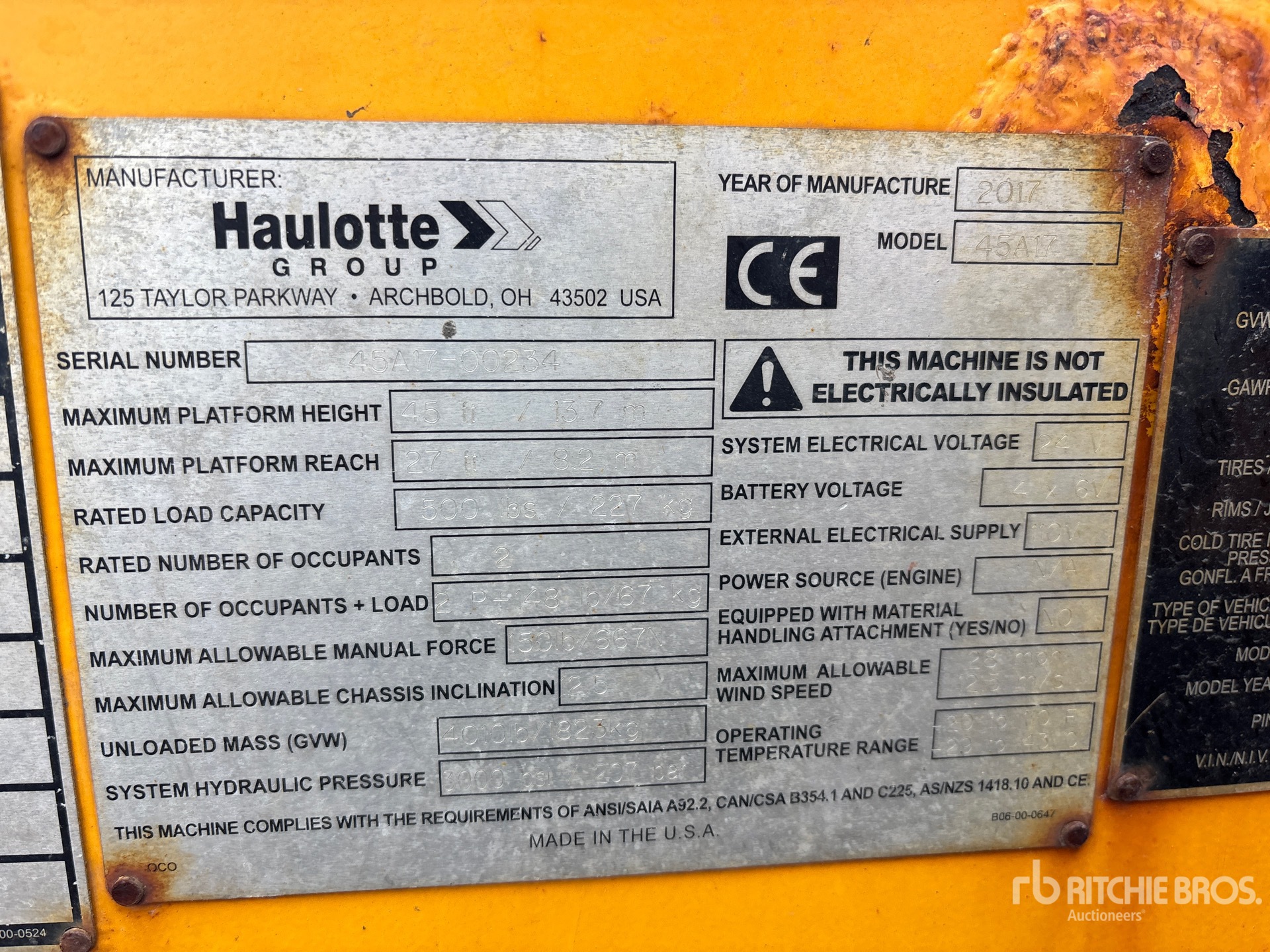 General Appearance with Serial Number / VIN