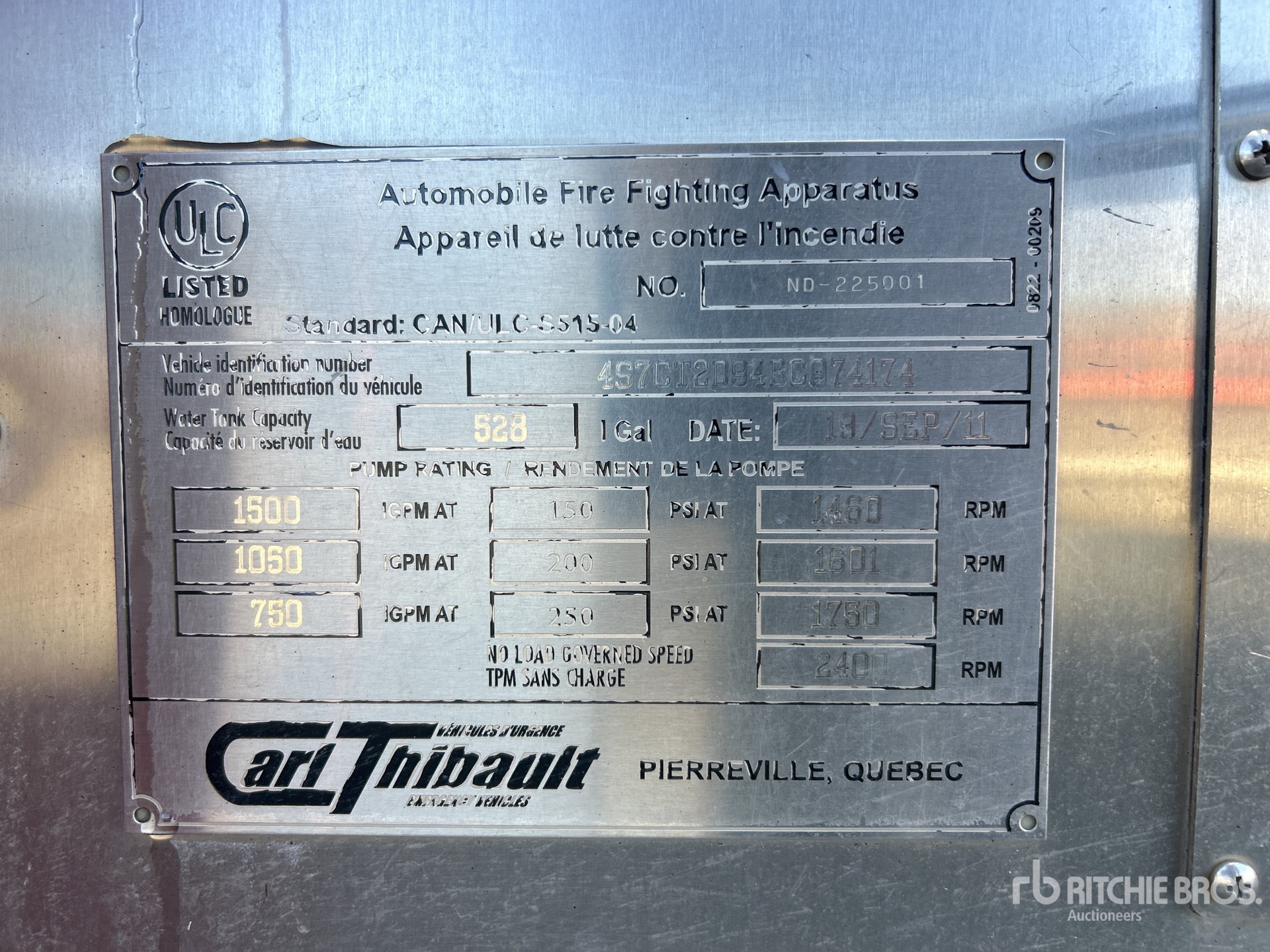 General Appearance with Serial Number / VIN