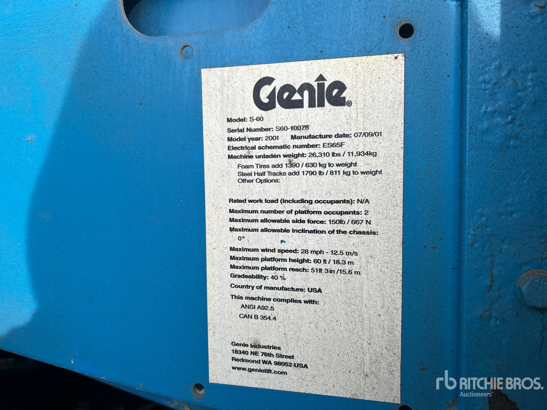 General Appearance with Serial Number / VIN