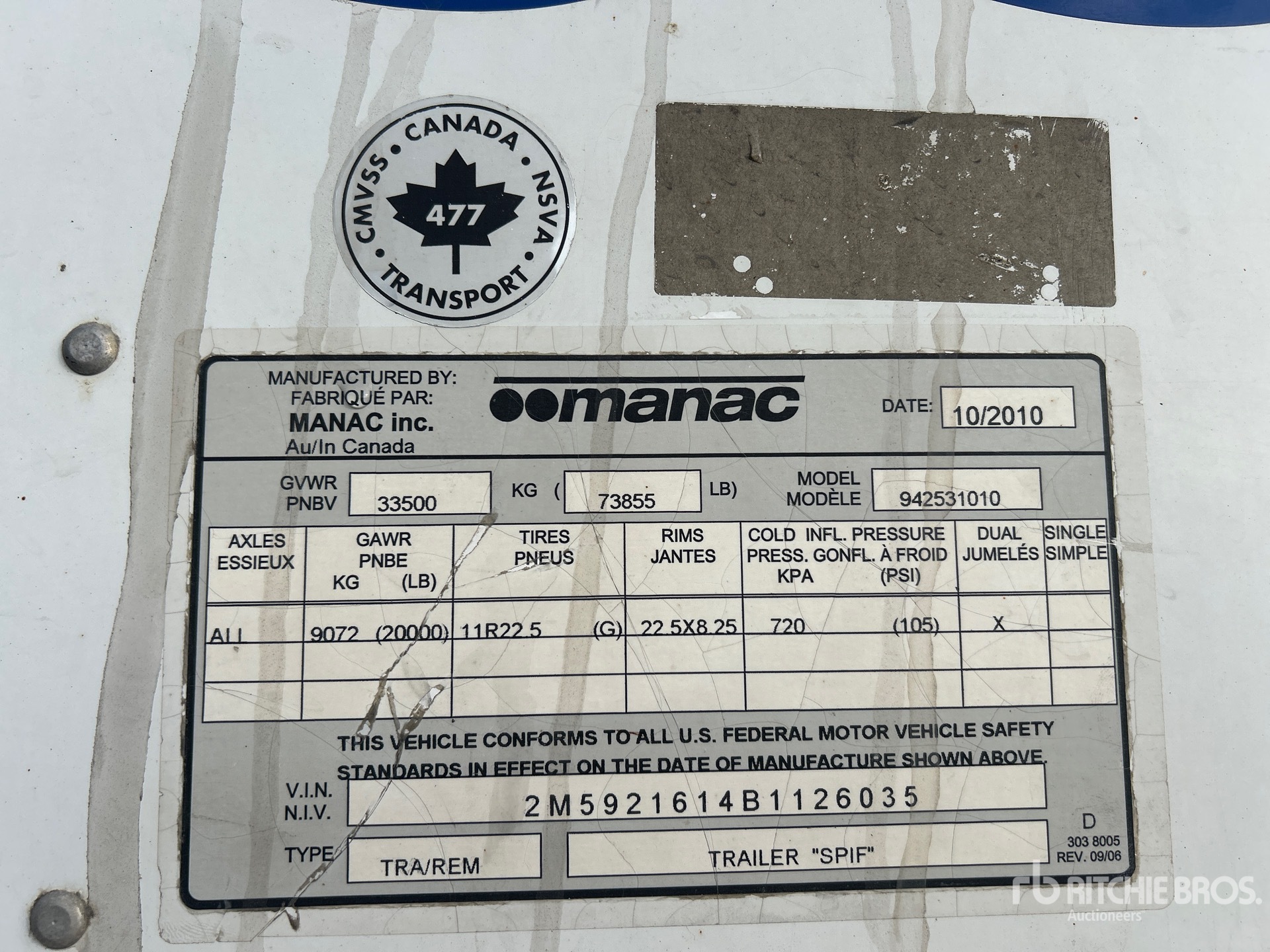 General Appearance with Serial Number / VIN