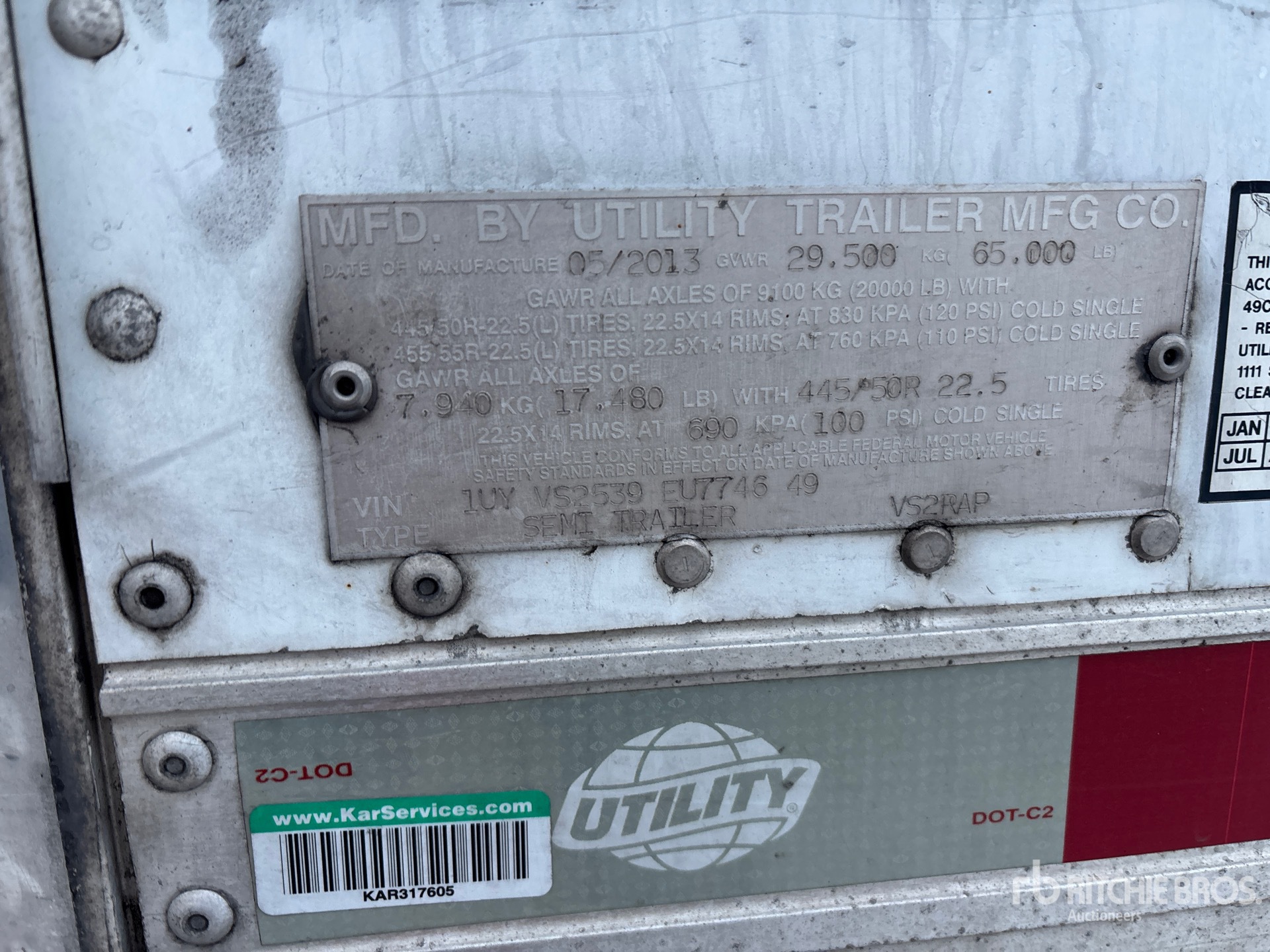 General Appearance with Serial Number / VIN