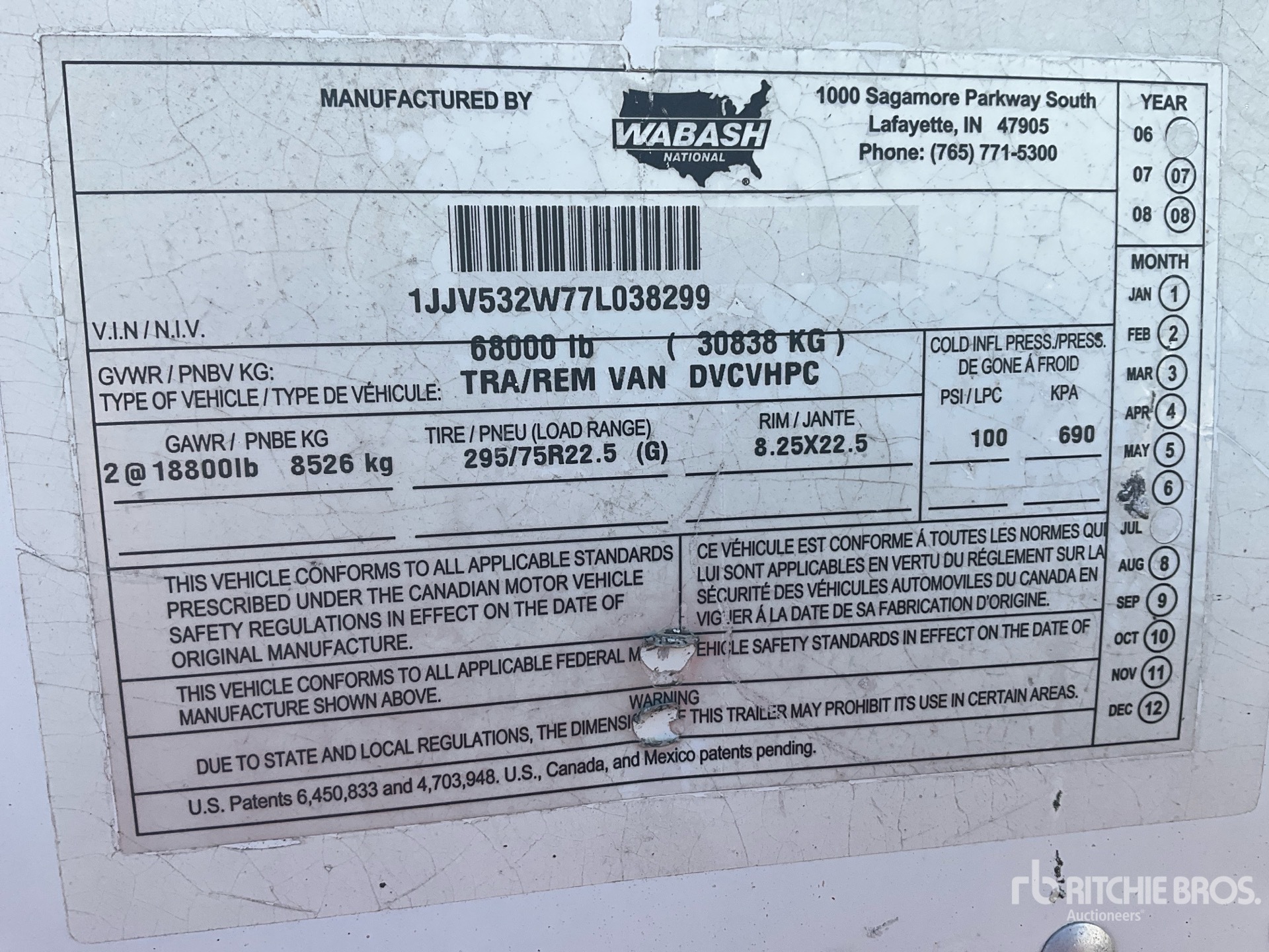 General Appearance with Serial Number / VIN