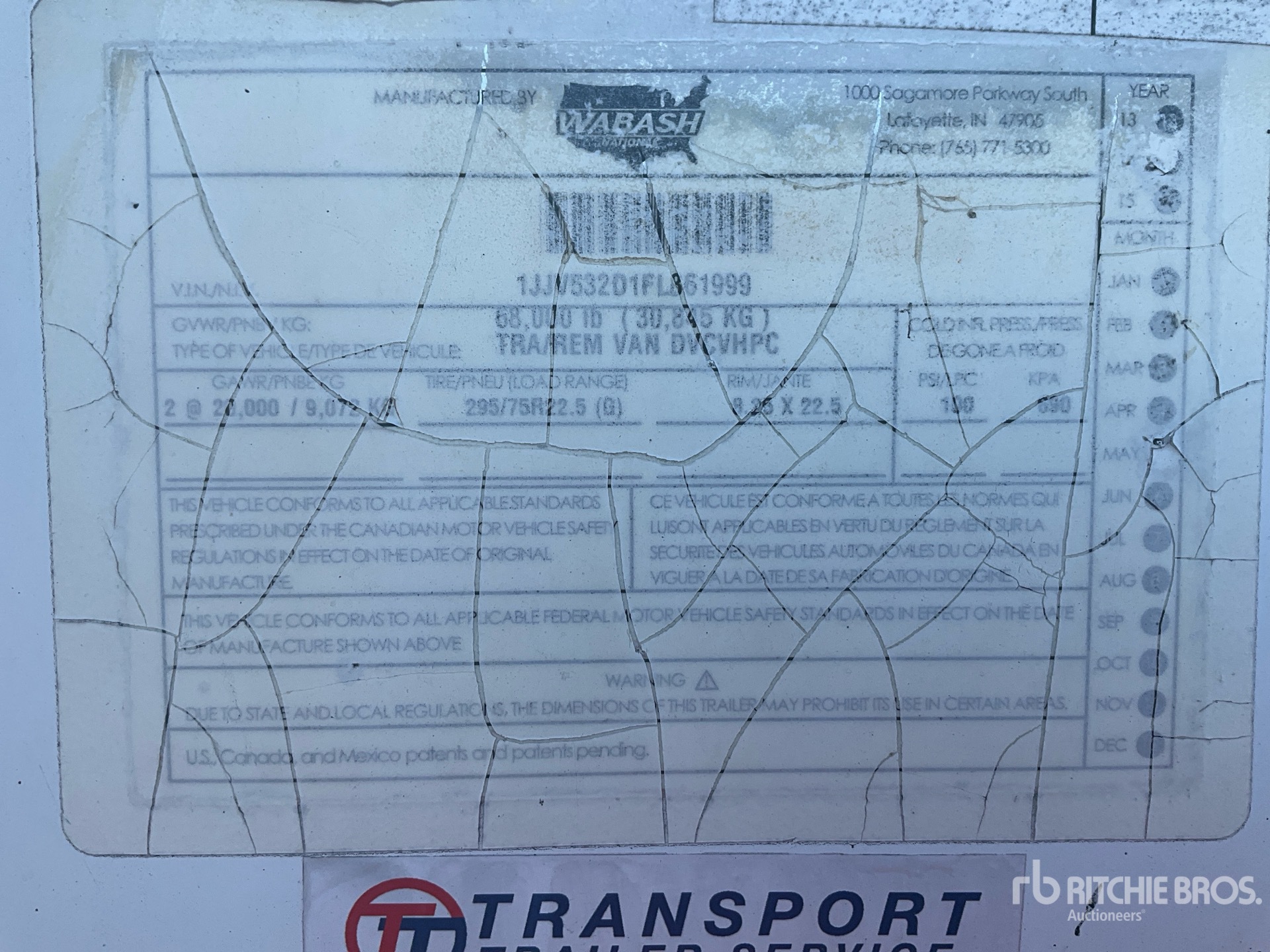 General Appearance with Serial Number / VIN