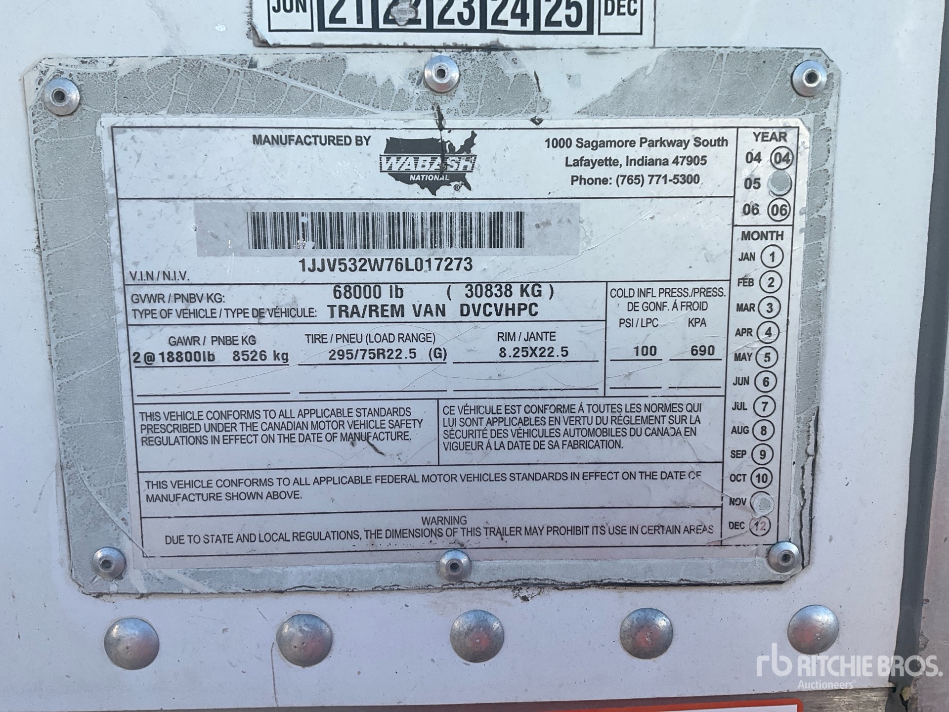 General Appearance with Serial Number / VIN