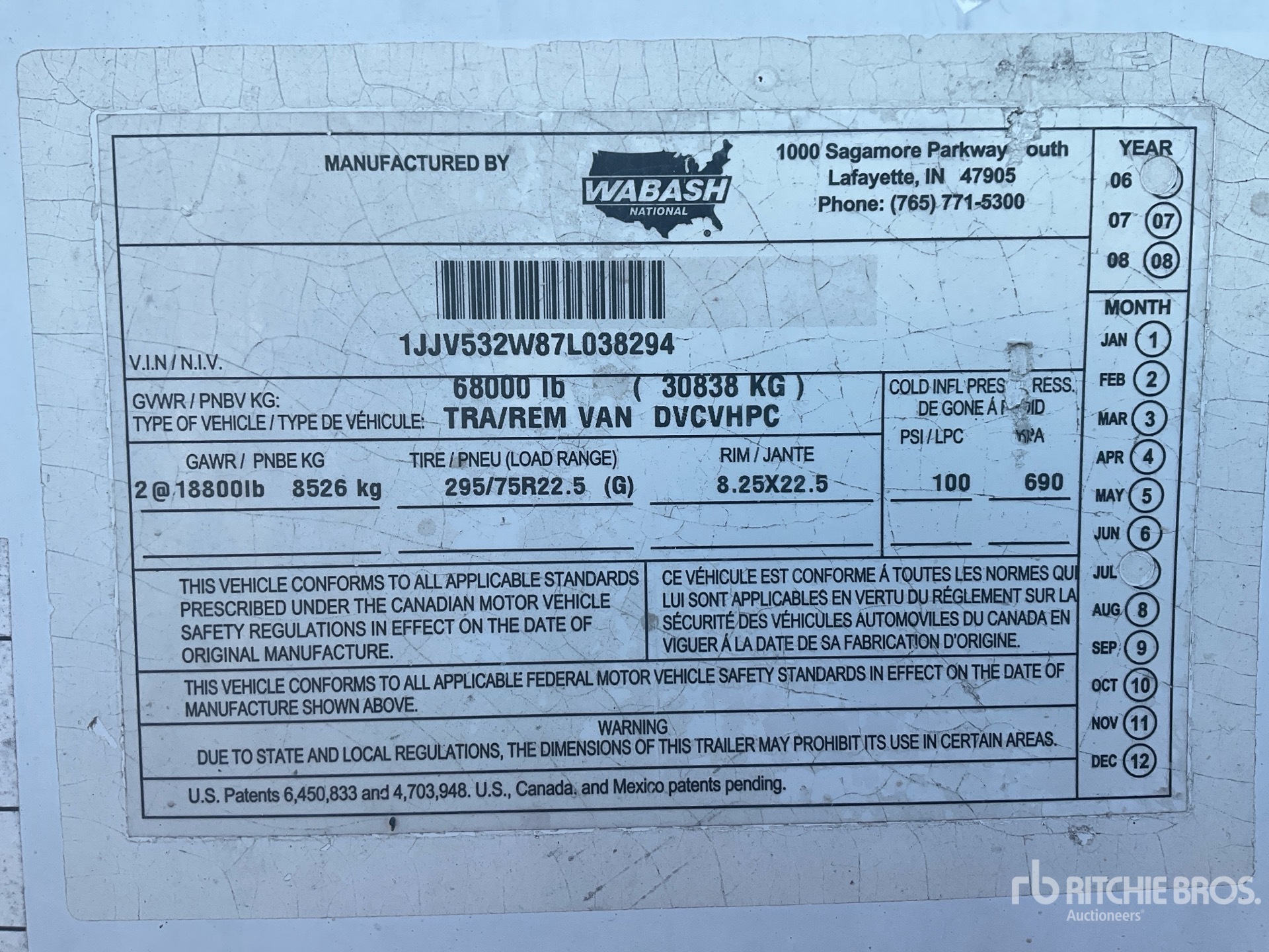 General Appearance with Serial Number / VIN