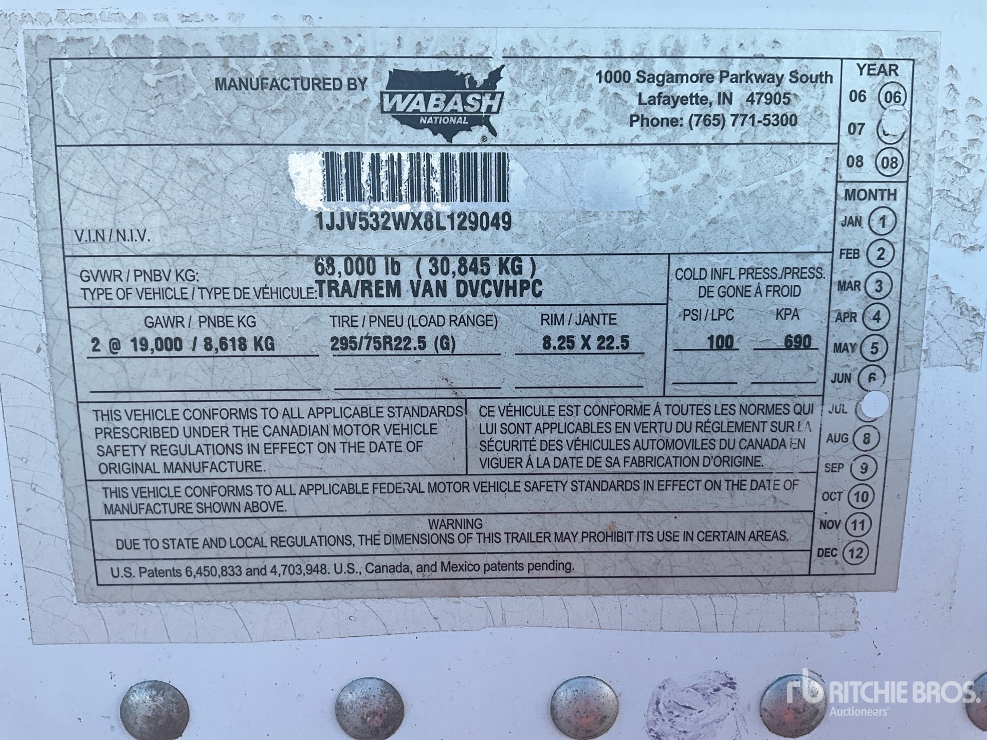 General Appearance with Serial Number / VIN