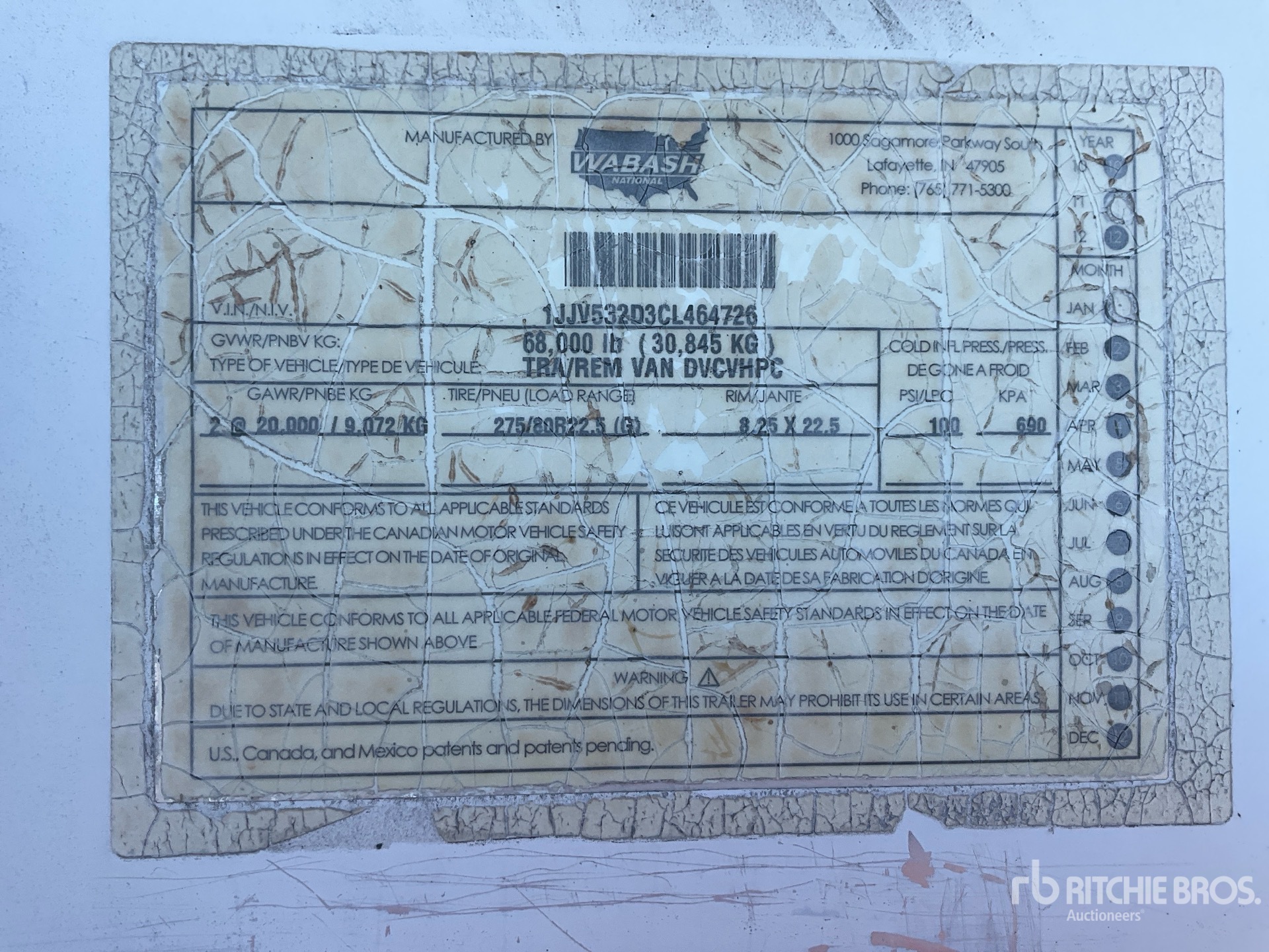 General Appearance with Serial Number / VIN