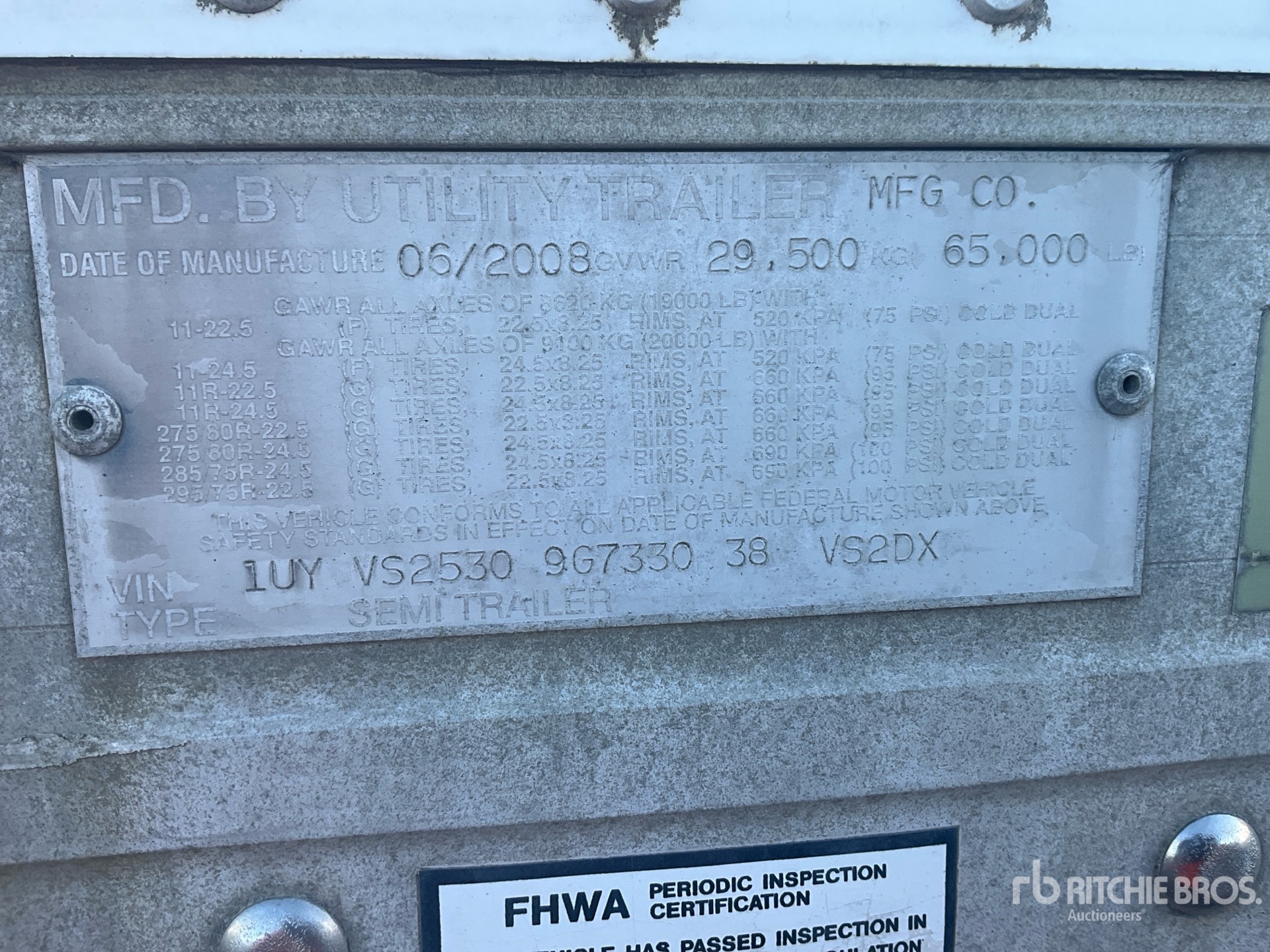 General Appearance with Serial Number / VIN