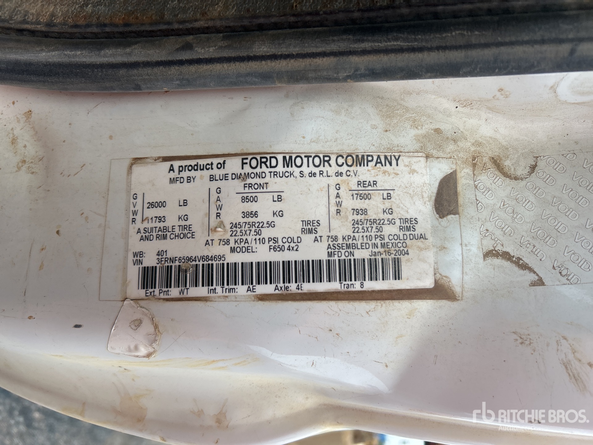 General Appearance with Serial Number / VIN