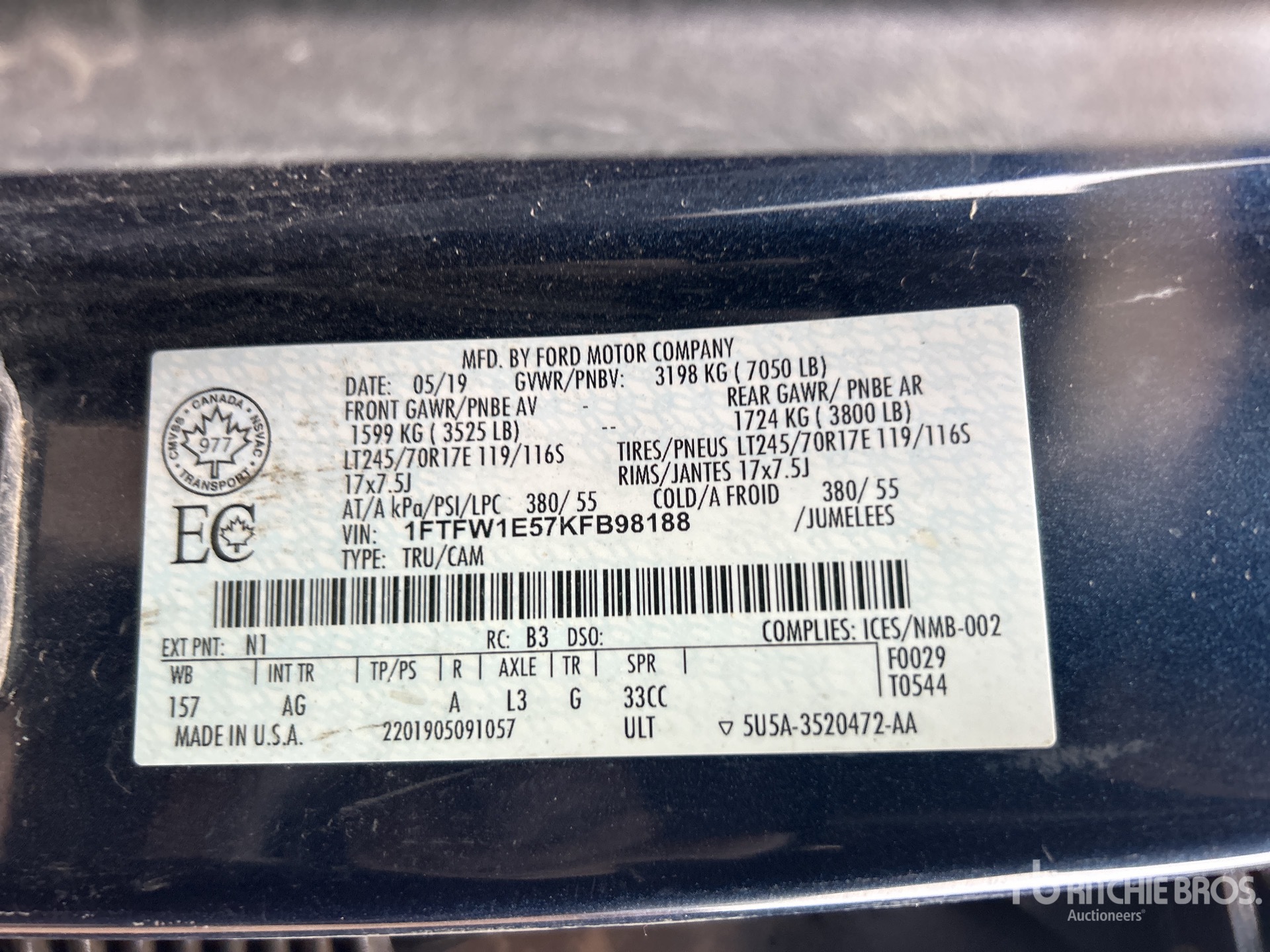 General Appearance with Serial Number / VIN