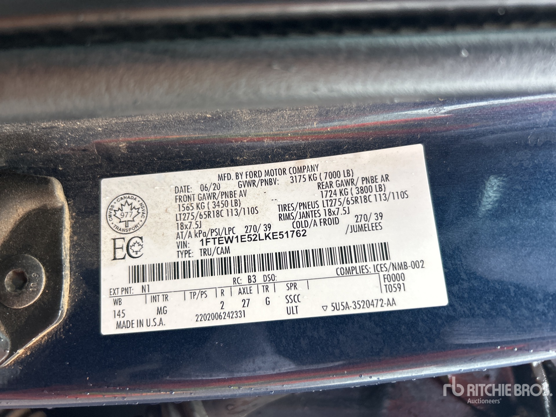 General Appearance with Serial Number / VIN