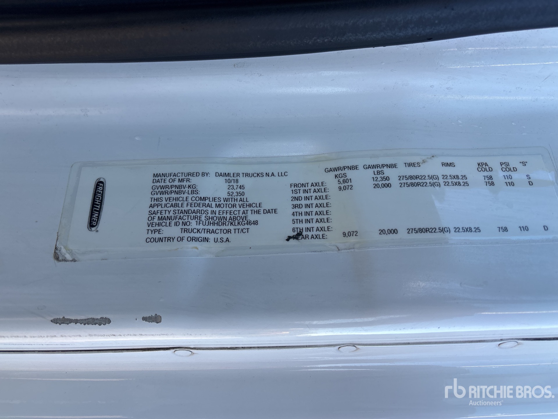 General Appearance with Serial Number / VIN